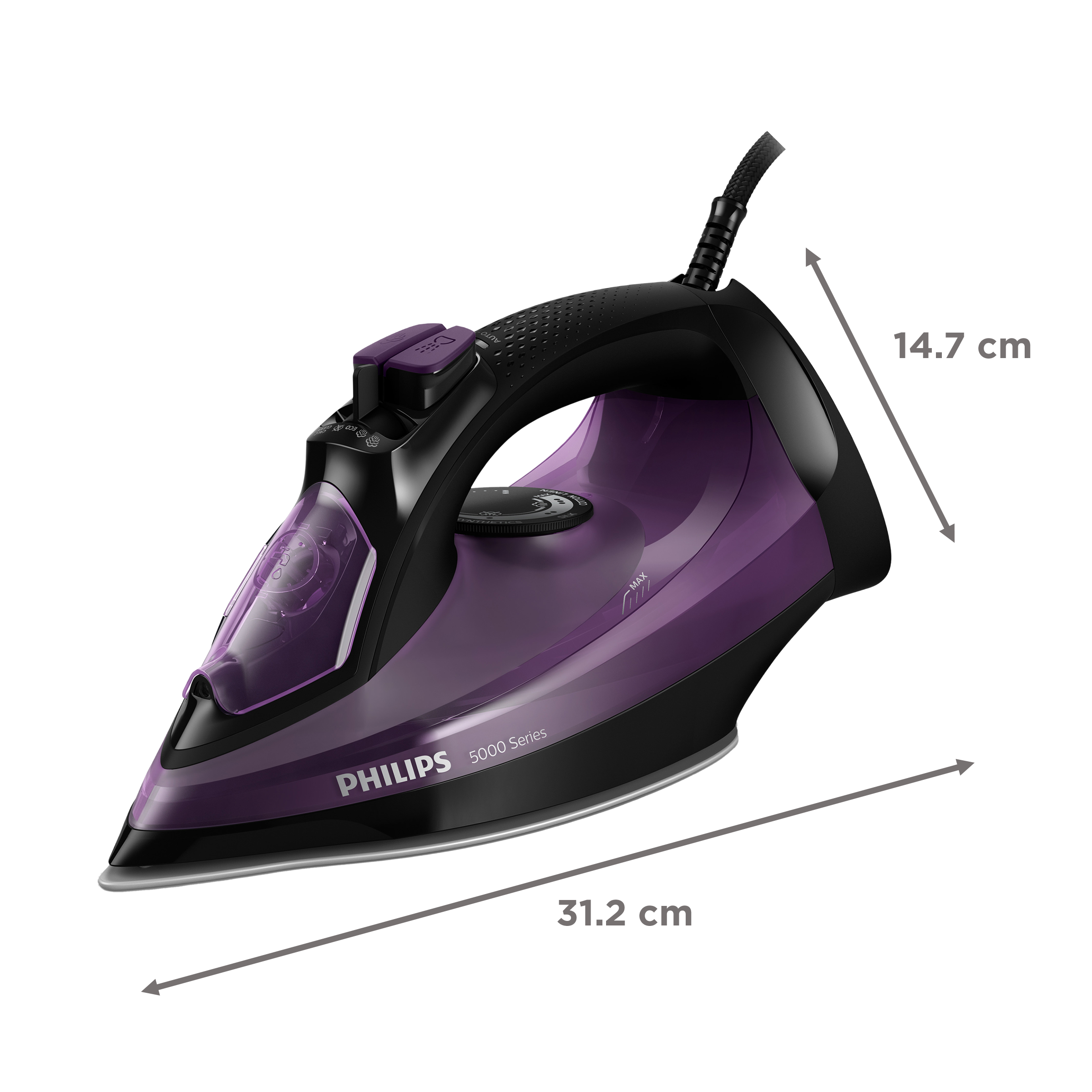 PHILIPS 5000 Series 2400 Watts Steam Iron (SteamGlide Plus, DST5030/80, Black/Purple) PHILIPS 5000 Series 2400 Watts Steam Iron (SteamGlide Plus, DST5030/80, Black/Purple)_4