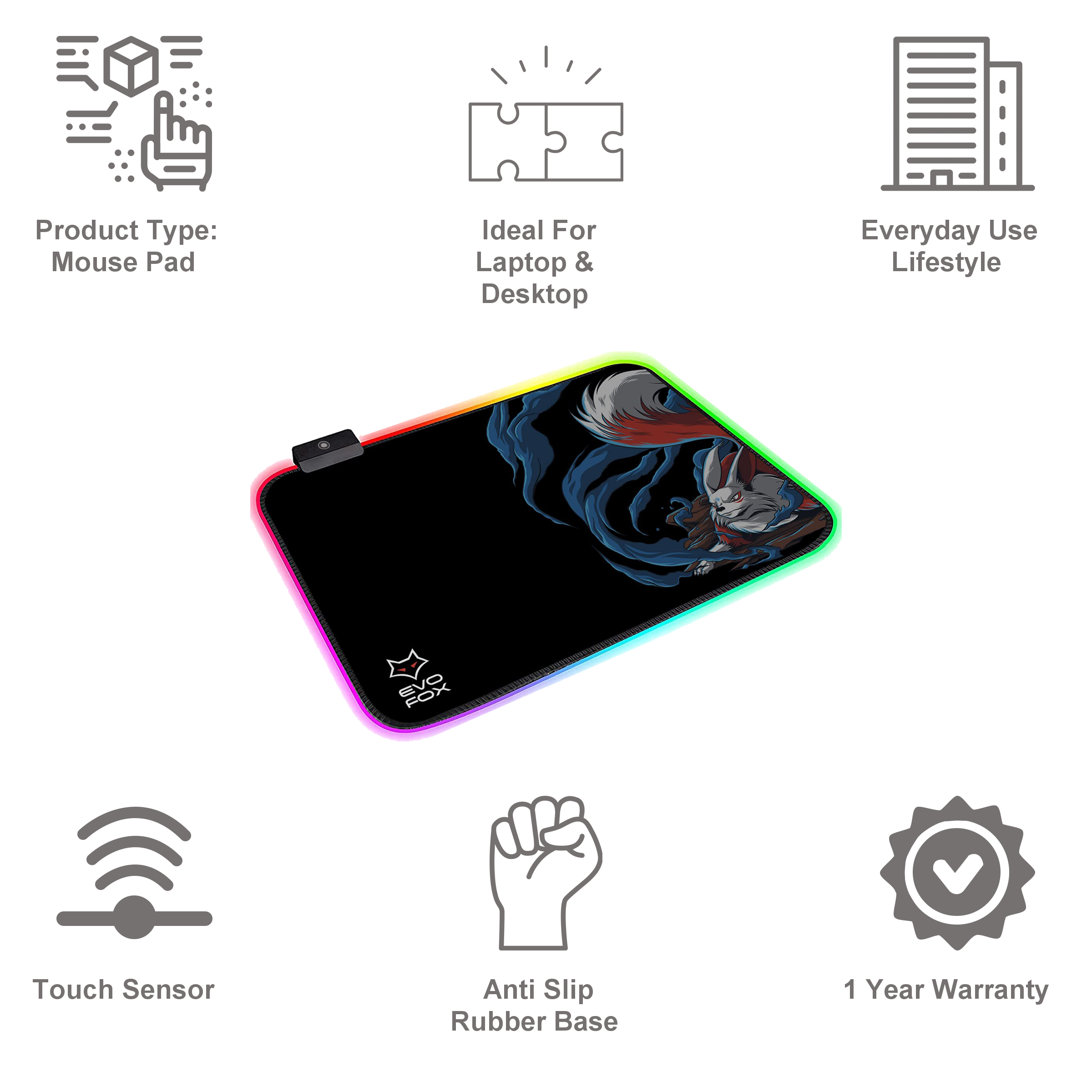 AMKETTE Falcon LX35 Gaming Mouse Pad (Touch Sensor, 596BK, Black) AMKETTE Falcon LX35 Gaming Mouse Pad (Touch Sensor, 596BK, Black)_9