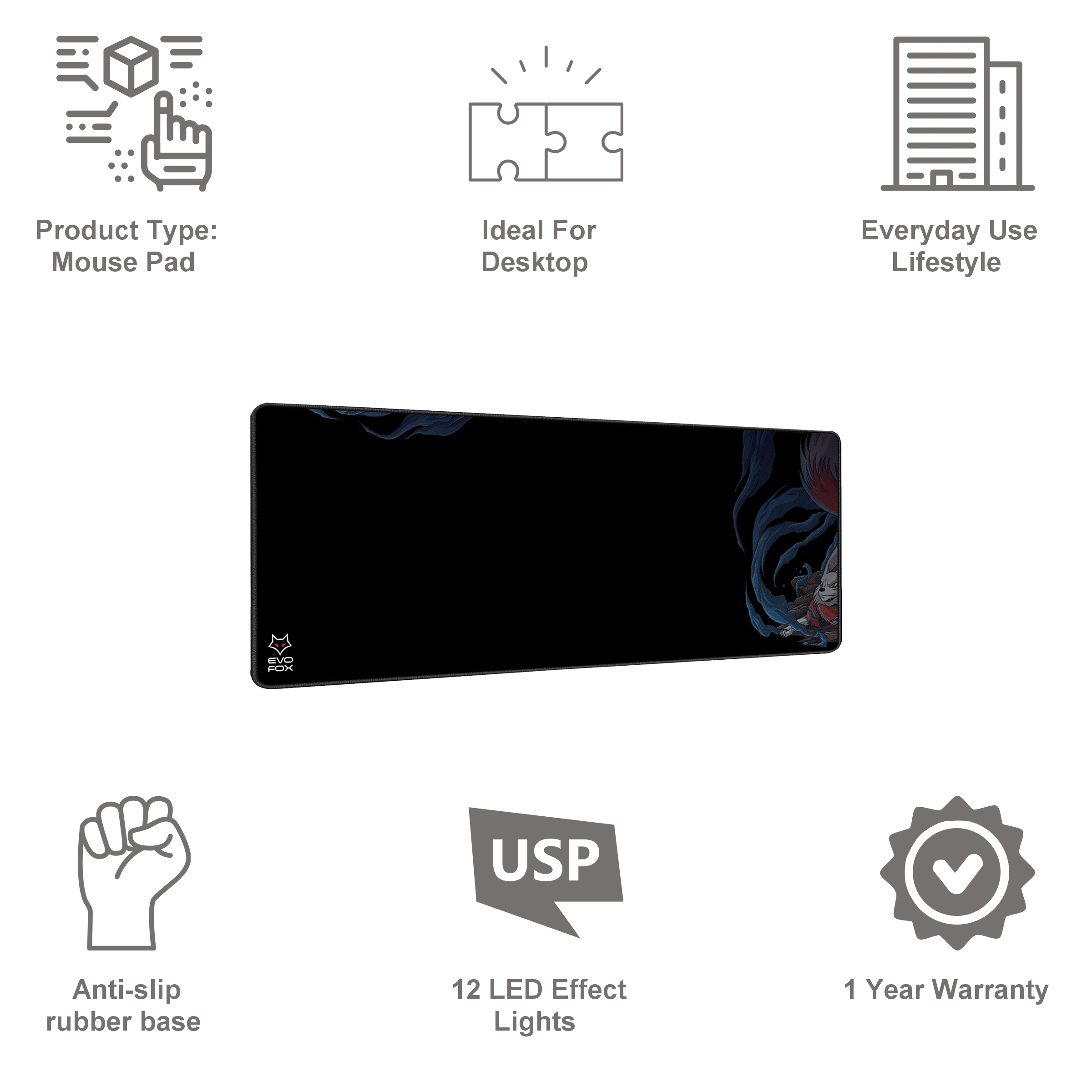 AMKETTE Falcon X85 Gaming Mouse Pad (Desk Pad, 597BK, Black)_9