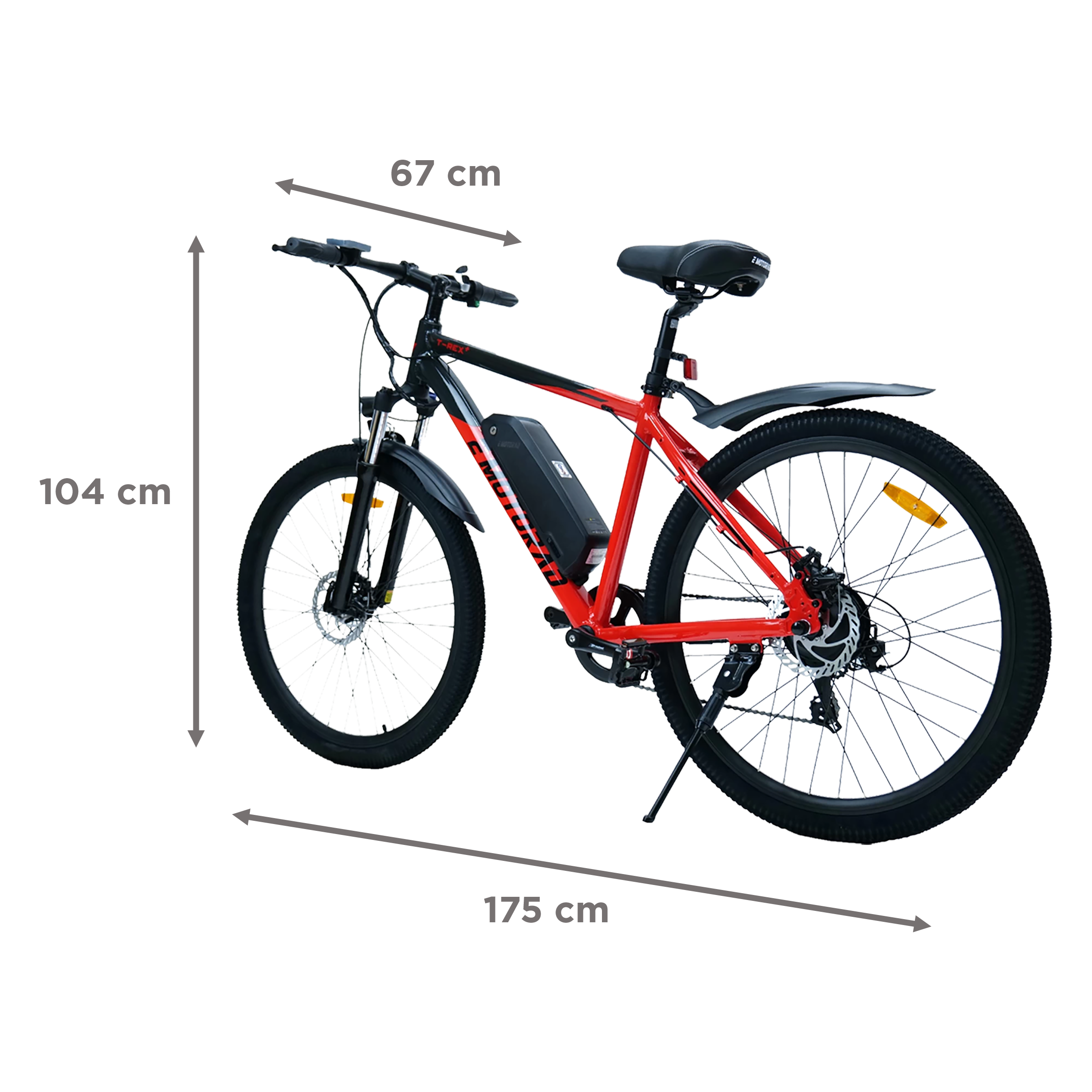 E MOTORAD T-Rex Electric Cycle (250W Hub Motor, M006, Red)_5