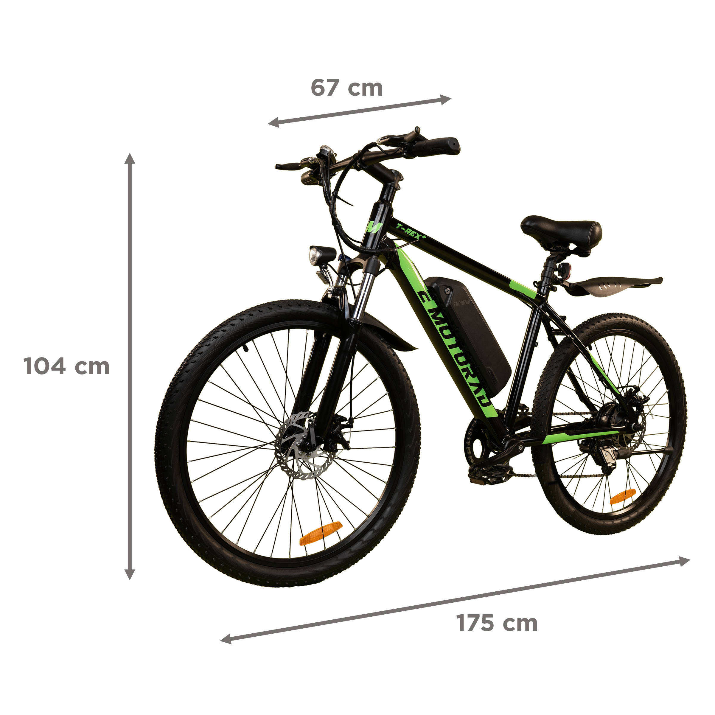 E MOTORAD T-REX+ 250 Watts Electric Cycle (Dual Disc Brakes, M006, Green)_9