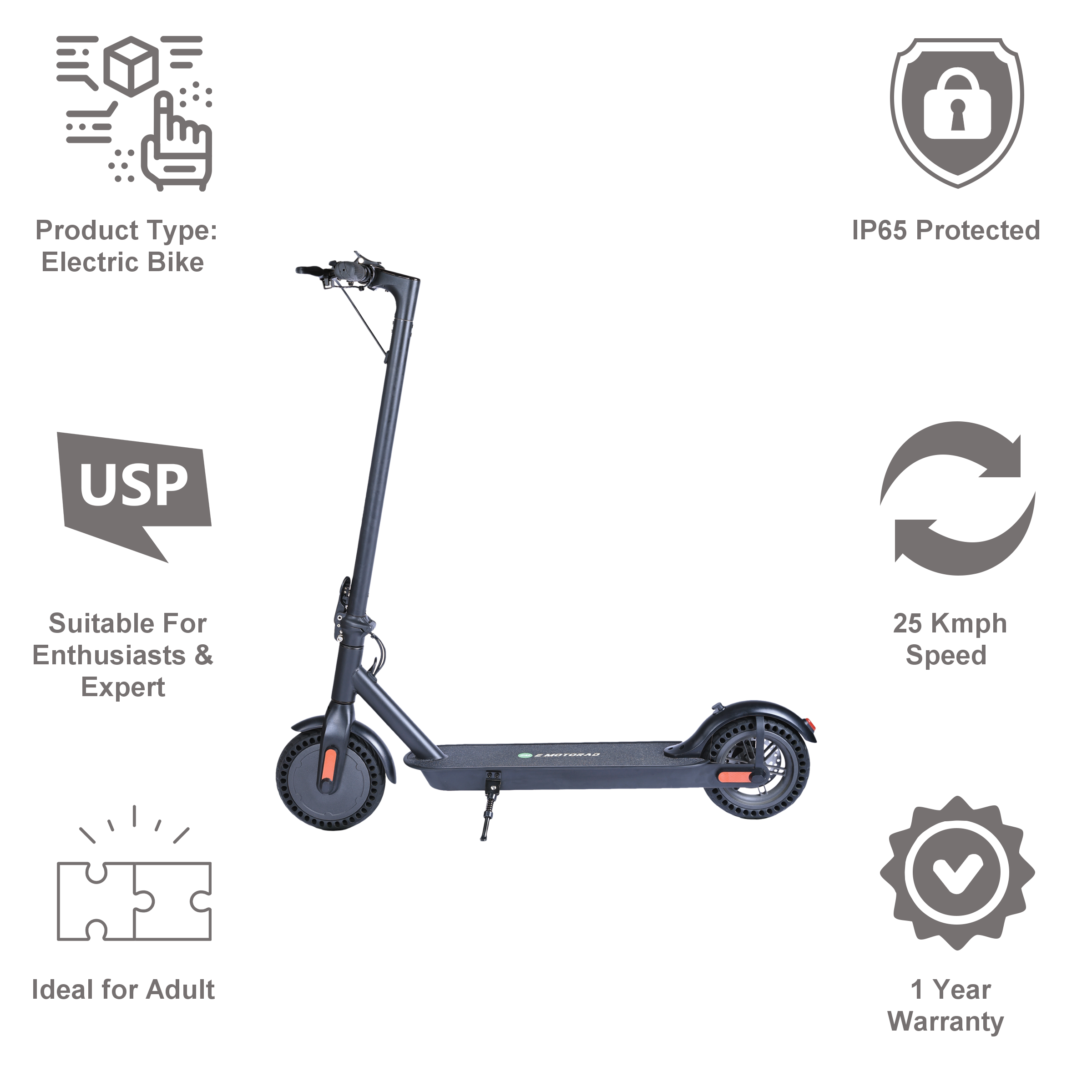 E MOTORAD LIL E Electric Scooter (250W Hub Motor, Lil-E, Multicolor)_9
