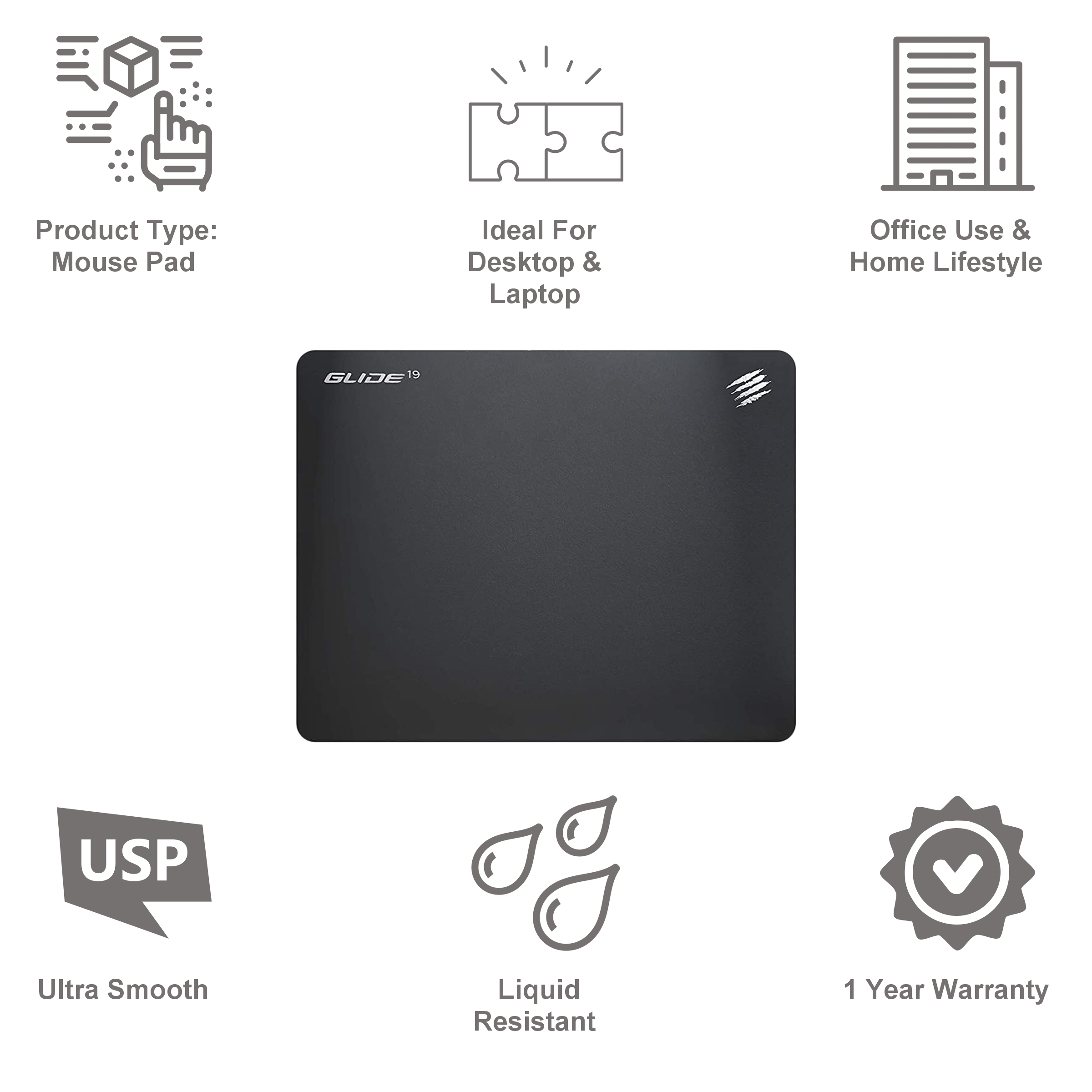 MAD CATZ G.L.I.D.E 19 Gaming Mousepad (Liquid Resistant, SGSSNS19BL000-0, Black)_5