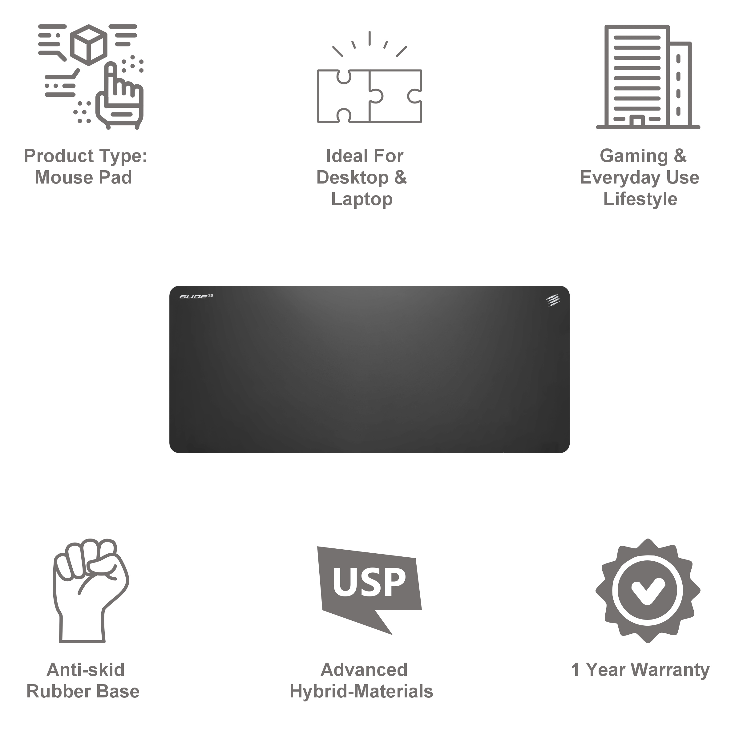 MAD CATZ G.L.I.D.E. 38 Gaming Mouse Pad (Advanced Textile-Weave Surface, Black)_6