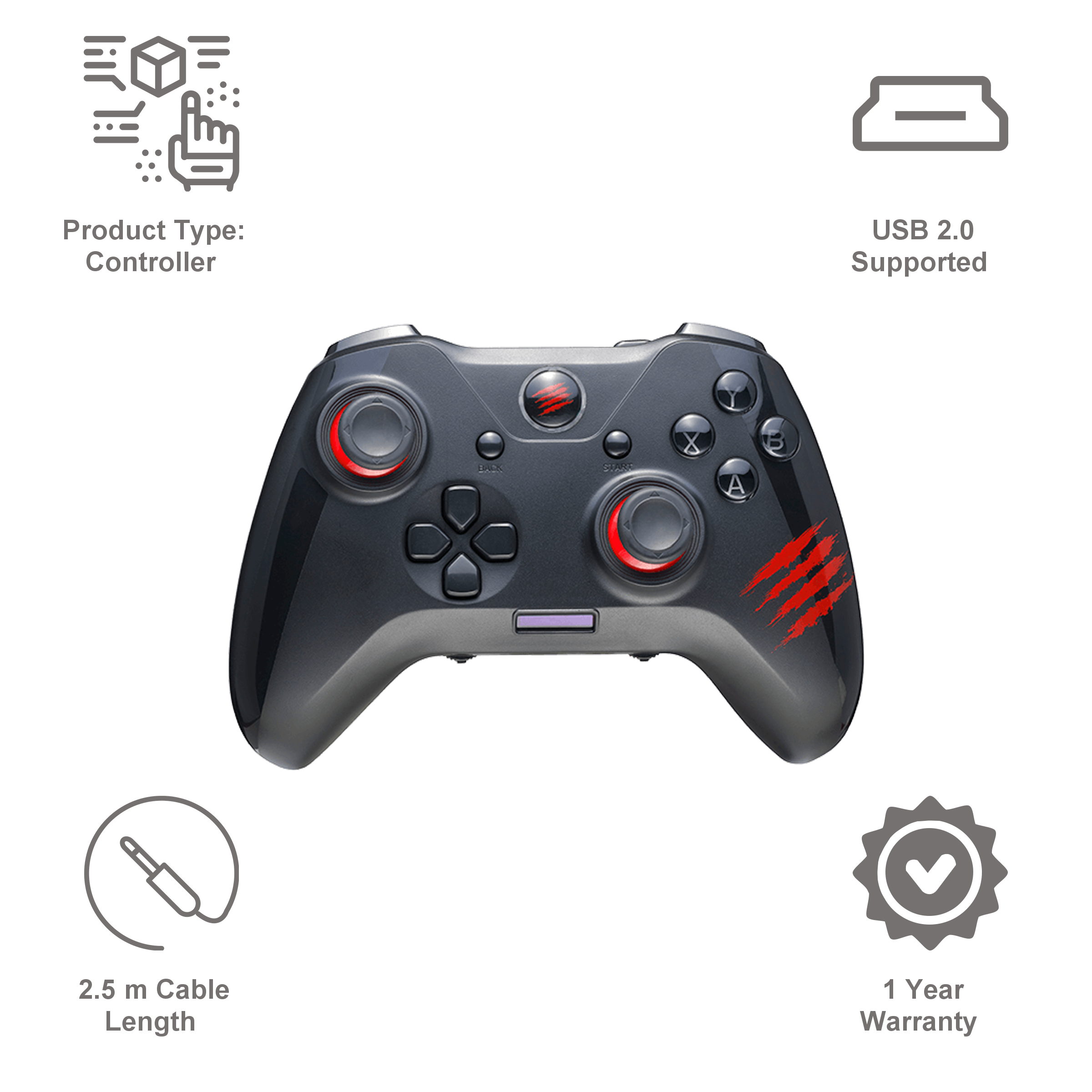 MAD CATZ C.A.T. 7 Wired Controller for Windows Direct/X-Input and PS3 (OLED Display, GCPCCAINBL000-0, Black) MAD CATZ C.A.T. 7 Wired Controller for Windows Direct/X-Input and PS3 (OLED Display, GCPCCAINBL000-0, Black)_7