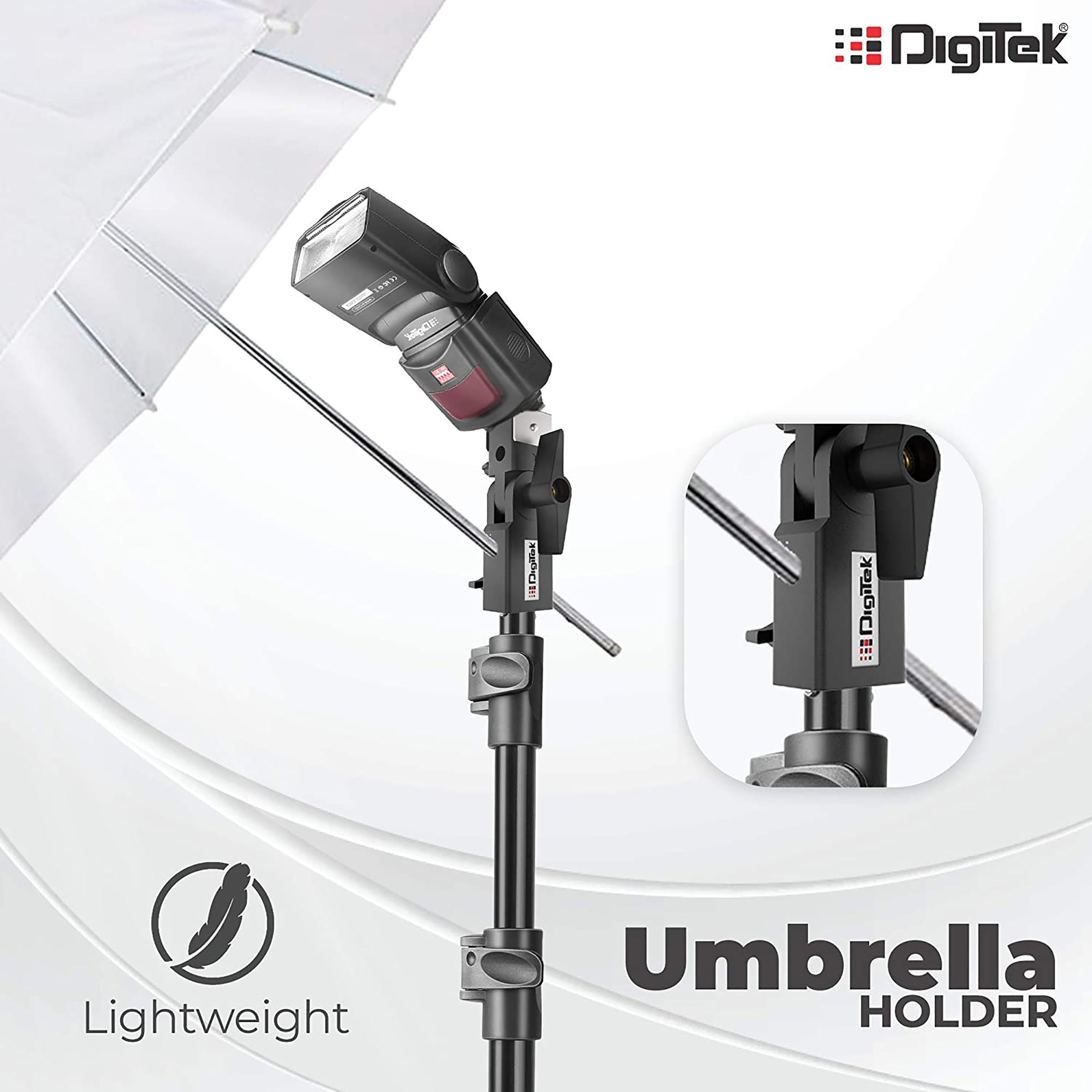 DigiTek DMUC-001 Umbrella Clamp (with Hotshoes Mount, Black)_6