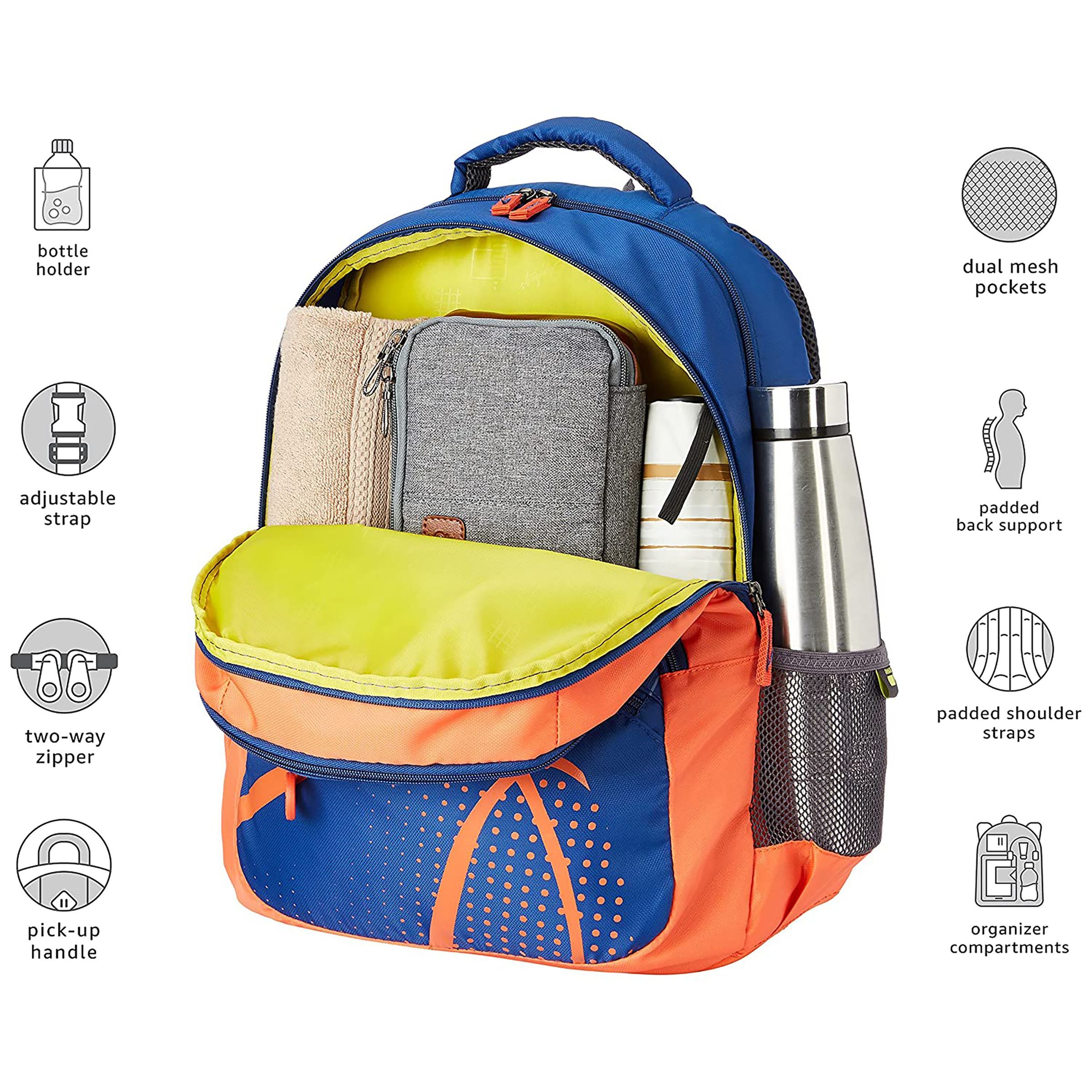 Skybags New Neon 32 Litres Polyester Backpack (3 Compartments, BPNNE18HBLU, Blue)_5