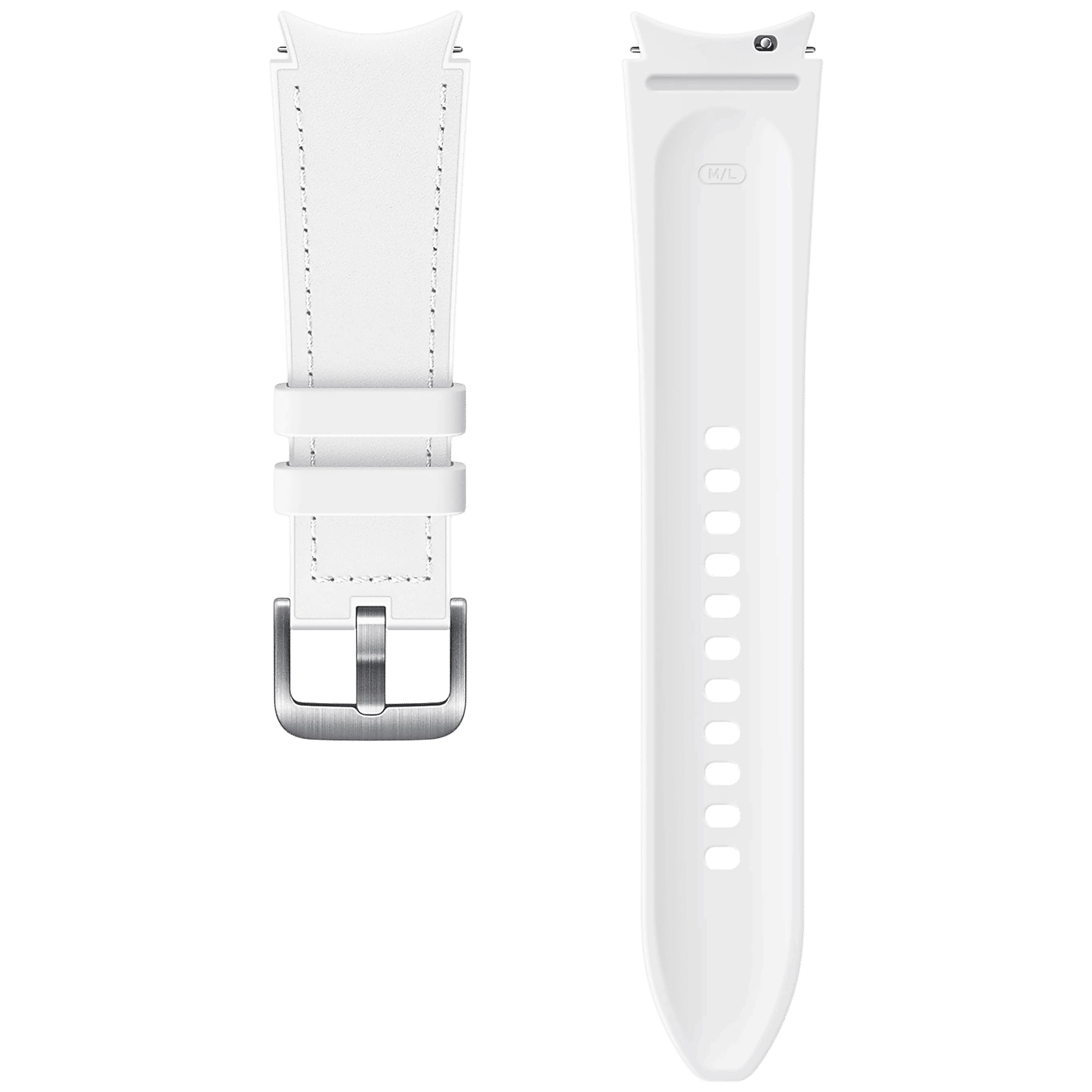 SAMSUNG Hybrid Fluoroelastomer & Leather Band for SAMSUNG Galaxy Watch4, Watch4 Classic, Watch5 & Watch5 Pro (20mm, M / L) (Sweat Resistant, White)_3