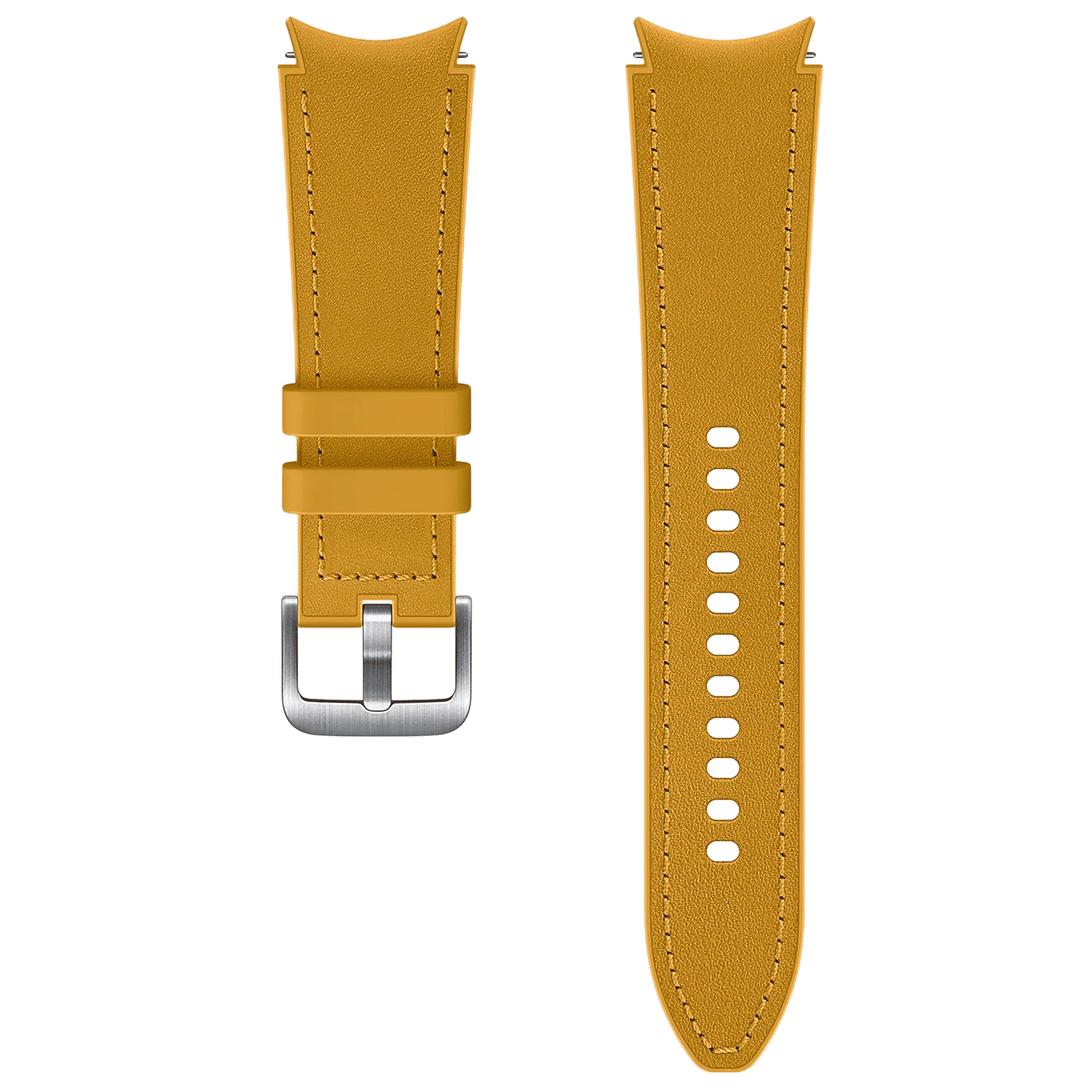 SAMSUNG Hybrid Fluoroelastomer & Leather Band for SAMSUNG Galaxy Watch4, Watch4 Classic, Watch5 & Watch5 Pro (20mm, M / L) (Sweat Resistant, Mustard)_1