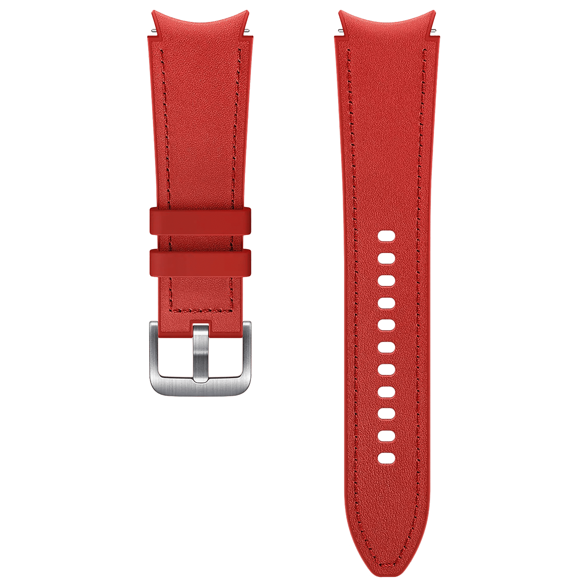 SAMSUNG Hybrid Fluoroelastomer & Leather Band for SAMSUNG Galaxy Watch4, Watch4 Classic, Watch5 & Watch5 Pro (20mm, M / L) (Sweat Resistant, Red)_1