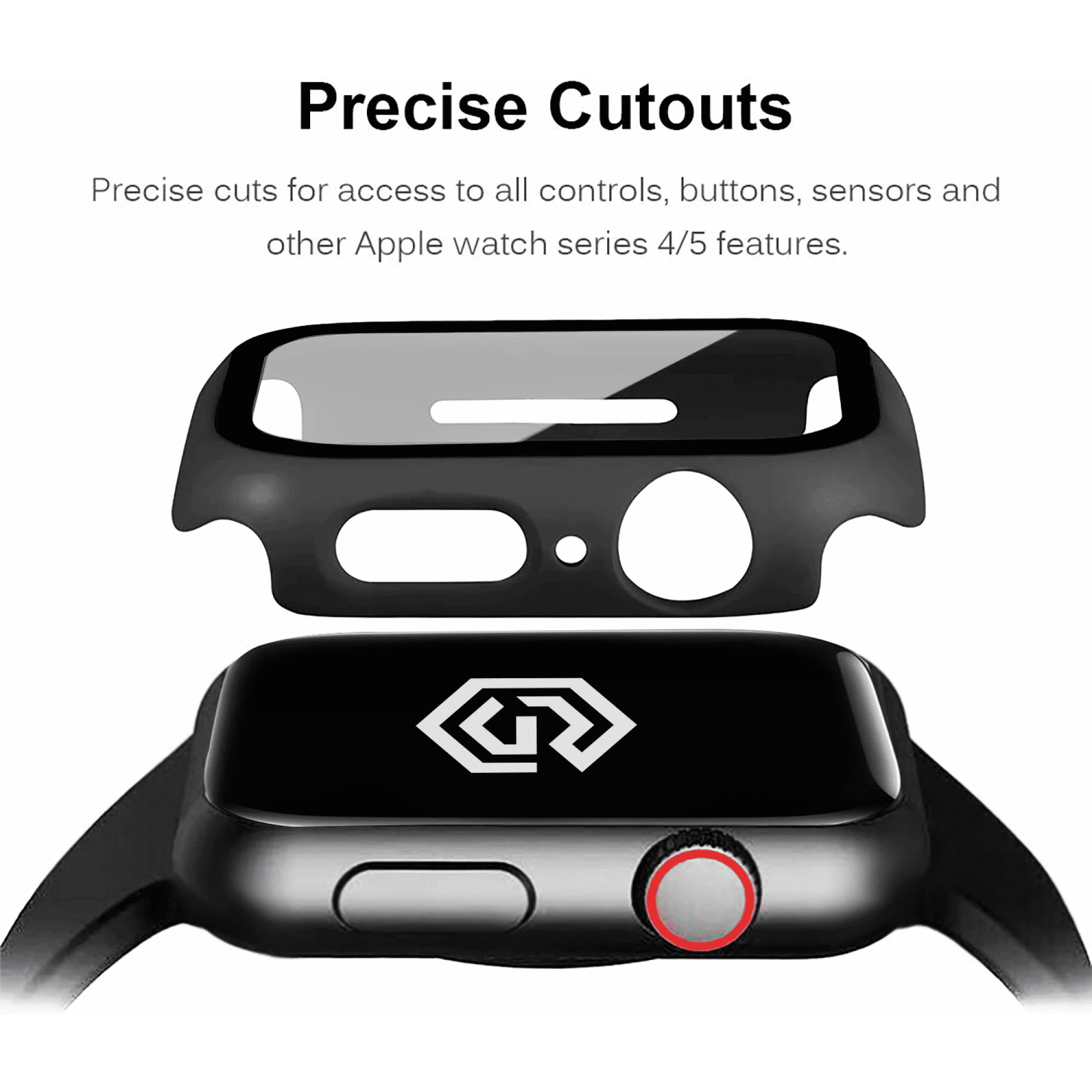 GRIPP Defence Polycarbonate Bumper Case for Apple Watch Series 4, 5, 6, 7, 8, 9 & SE (40mm | 41mm) (Built-in Tempered Glass, Black)_7