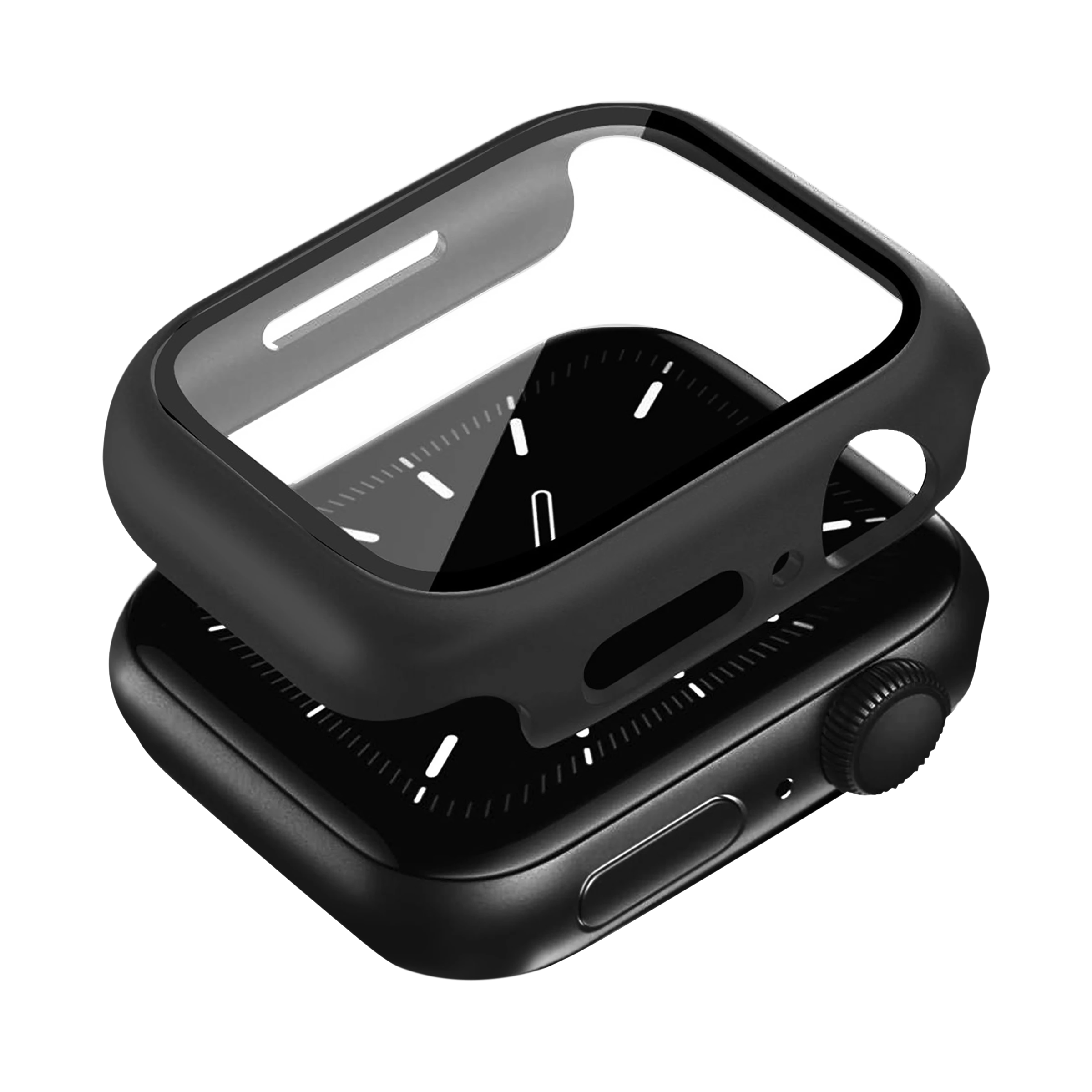 Gripp Defence Polycarbonate Bumper Case for Apple Watch Series 7, 6, 5, 4, 3, 2, 1 & SE (45mm) (Built-in Tempered Glass, Black)_1