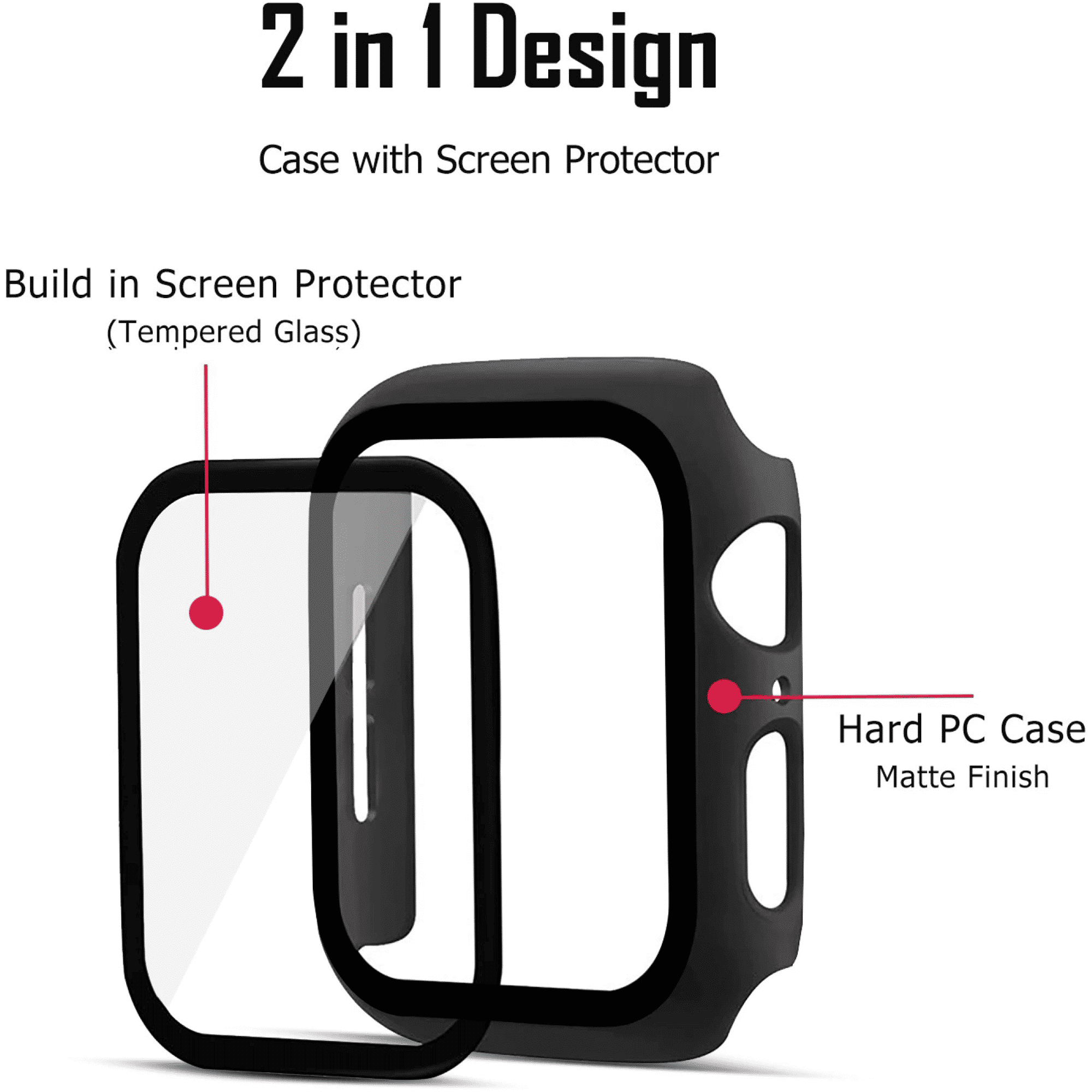 Gripp Defence Polycarbonate Bumper Case for Apple Watch Series 7, 6, 5, 4, 3, 2, 1 & SE (45mm) (Built-in Tempered Glass, Black)_6