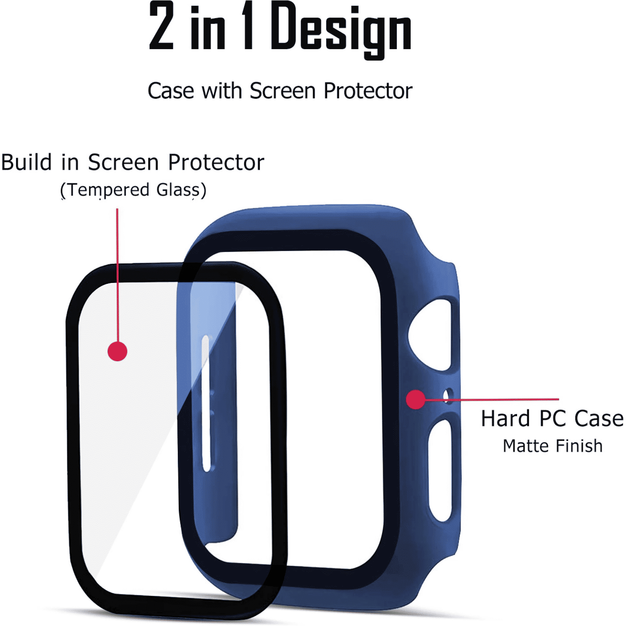 Gripp Defence Polycarbonate Bumper Case for Apple Watch Series 7, 6, 5, 4, 3, 2, 1 & SE (45mm) (Built-in Tempered Glass, Blue)_6