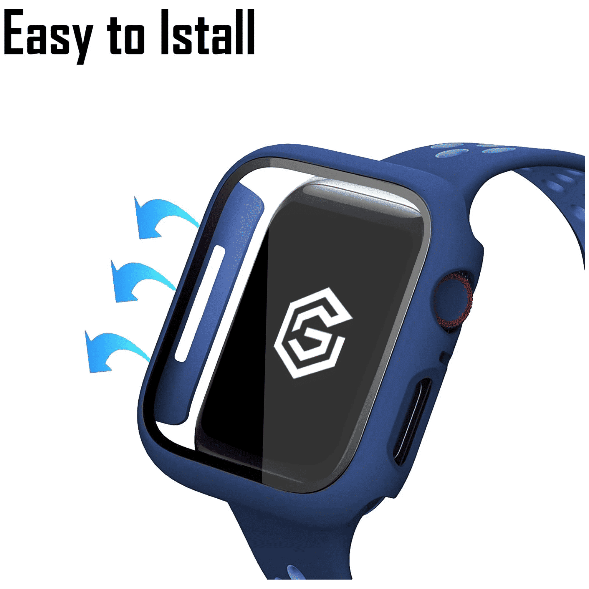 Gripp Defence Polycarbonate Bumper Case for Apple Watch Series 7, 6, 5, 4, 3, 2, 1 & SE (45mm) (Built-in Tempered Glass, Blue)_7