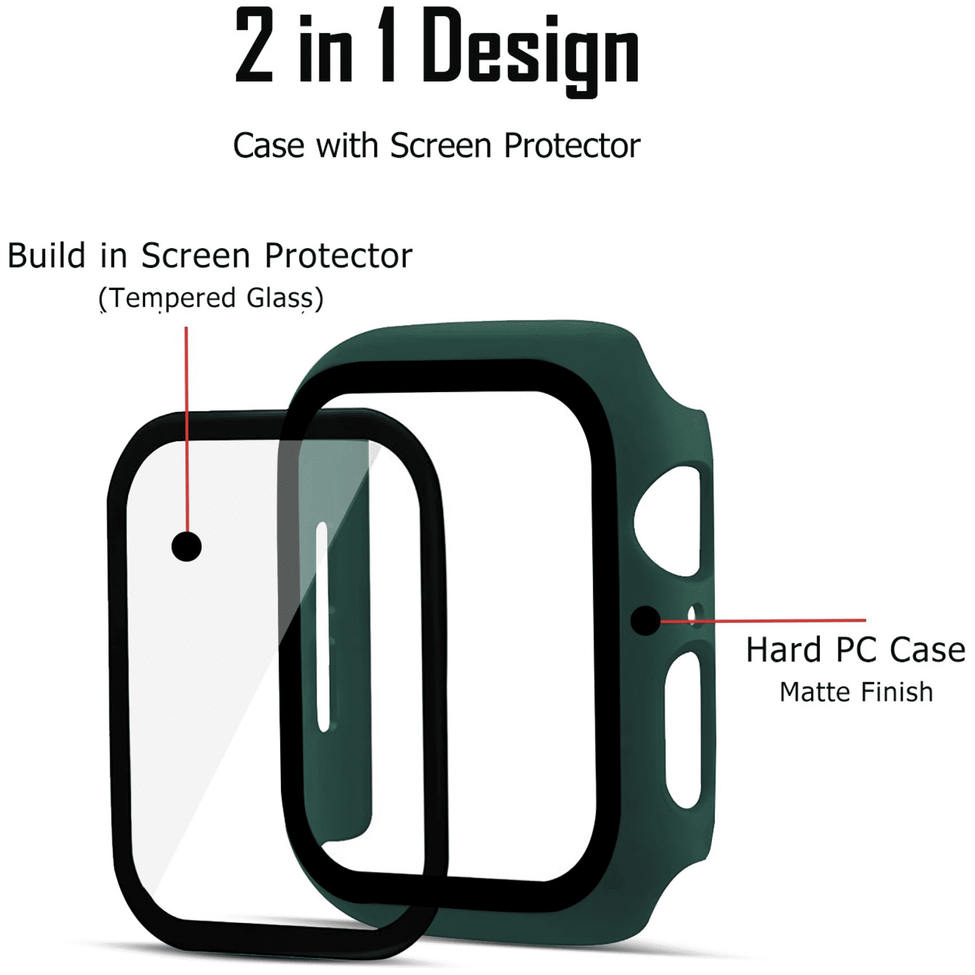 Gripp Defence Polycarbonate Bumper Case for Apple Watch Series 7, 6, 5, 4, 3, 2, 1 & SE (45mm) (Built-in Tempered Glass, Green)_6