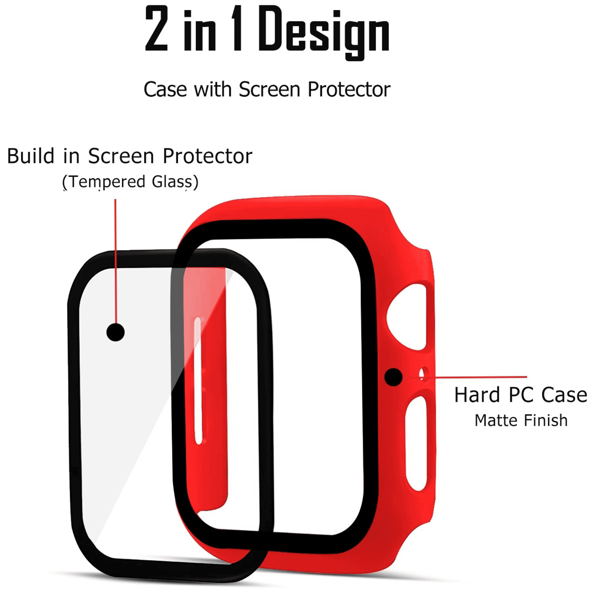 GRIPP Defence Polycarbonate Bumper Case for Apple Watch Series 9, 8, 7, 6, 5, 4, 3, 2, 1 & SE (45mm) (Built-in Tempered Glass, Red)_6