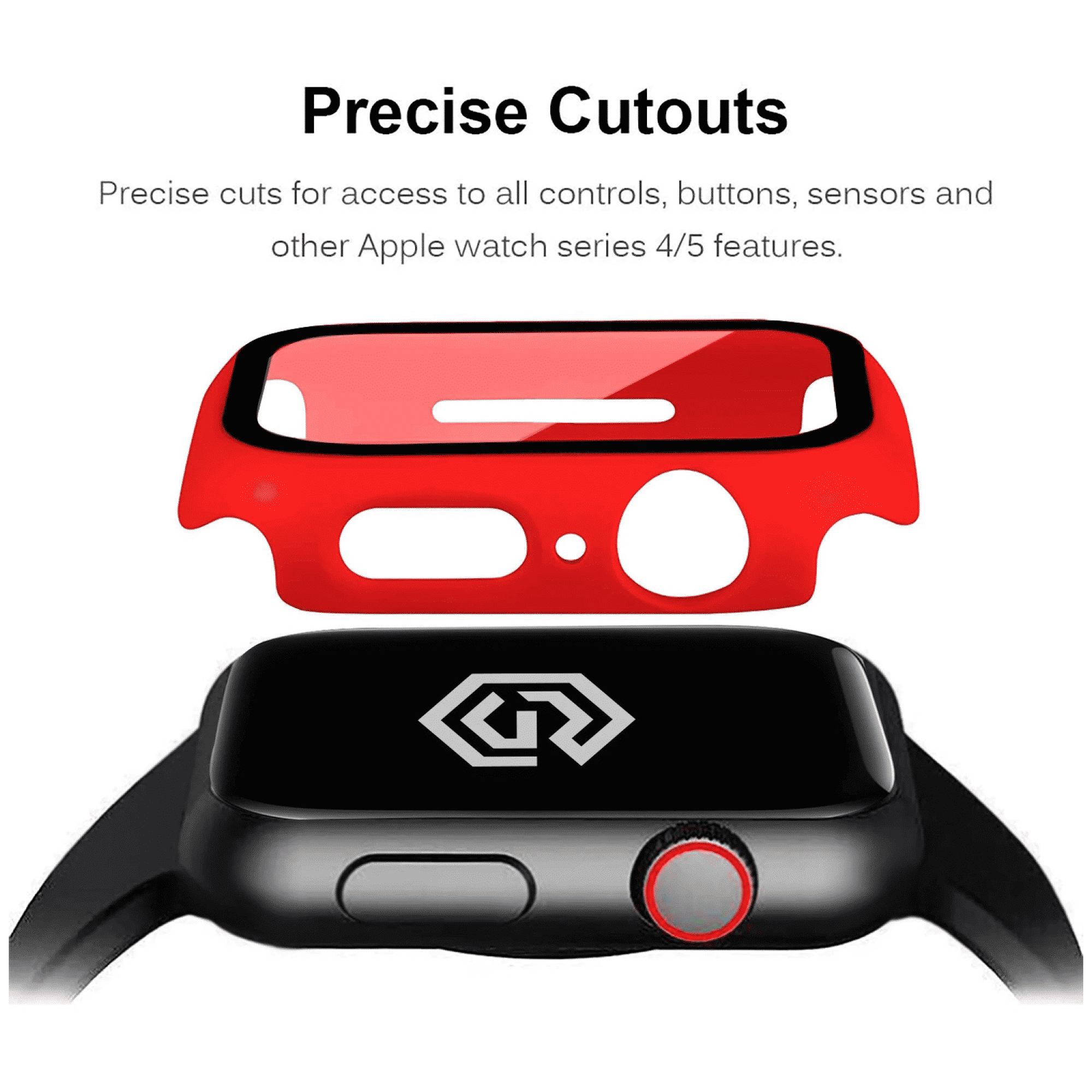 GRIPP Defence Polycarbonate Bumper Case for Apple Watch Series 9, 8, 7, 6, 5, 4, 3, 2, 1 & SE (45mm) (Built-in Tempered Glass, Red)_7