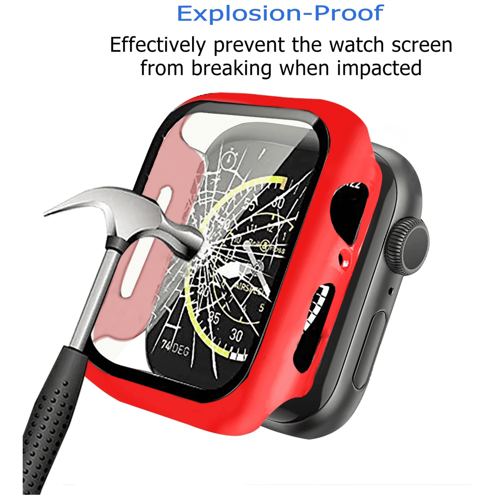 GRIPP Defence Polycarbonate Bumper Case for Apple Watch Series 9, 8, 7, 6, 5, 4, 3, 2, 1 & SE (45mm) (Built-in Tempered Glass, Red)_8