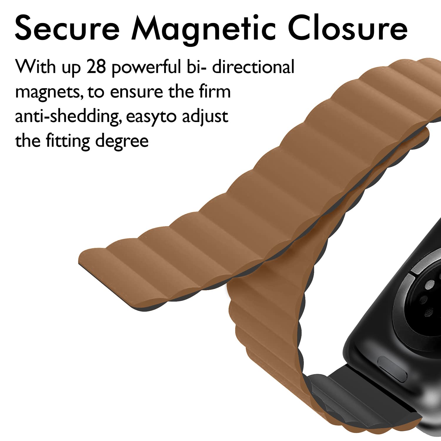 Gripp Reverser Silicone & Nylon Magnetic Strap for Apple Watch Series 3, 4, 5, 6 & 7 (40mm, 41mm) (Perfect Fit, Camel Black) Gripp Reverser Silicone & Nylon Magnetic Strap for Apple Watch Series 3, 4, 5, 6 & 7 (40mm, 41mm) (Perfect Fit, Camel Black)_7