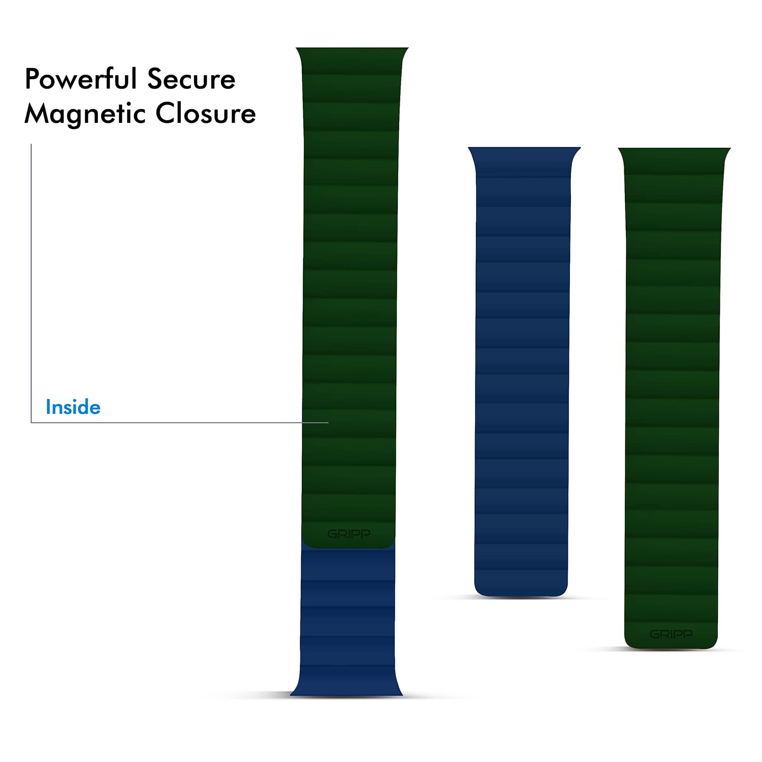 GRIPP Reverser Silicone Magnetic Strap for Apple Watch Series SE, 1, 2, 3, 4, 5, 6, 7, 8, 9 & 10 (40mm / 41mm / 42mm) (Perfect Fit, Green & Blue)_6