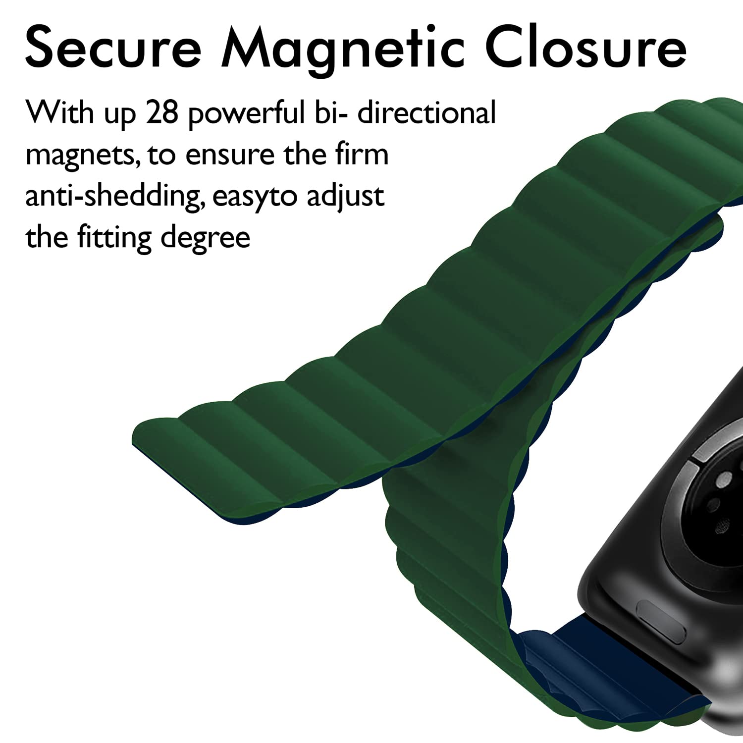 GRIPP Reverser Silicone Magnetic Strap for Apple Watch Series SE, 1, 2, 3, 4, 5, 6, 7, 8, 9 & 10 (40mm / 41mm / 42mm) (Perfect Fit, Green & Blue)_7