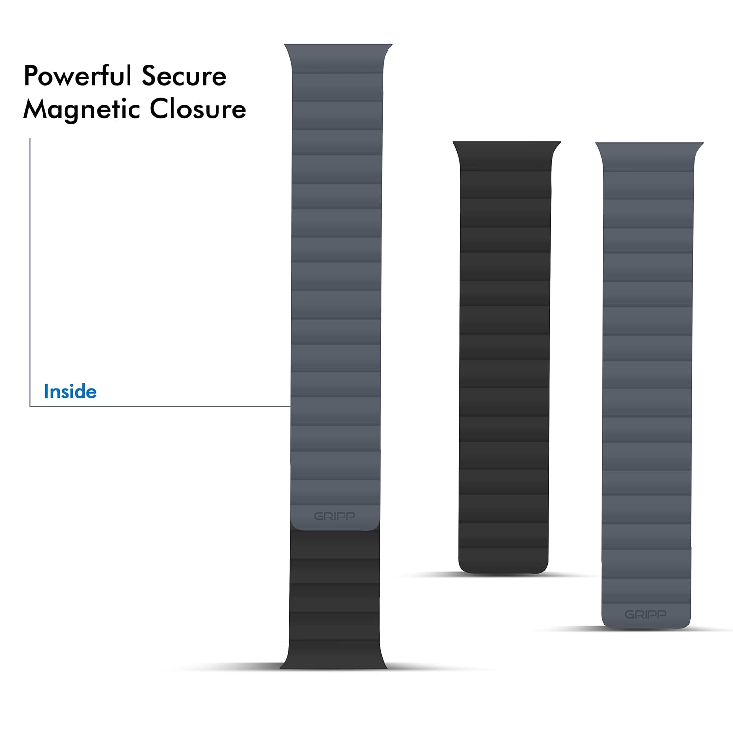 GRIPP Reverser Silicone Magnetic Strap for Apple Watch Series SE, 1, 2, 3, 4, 5, 6, 7, 8, 9 & 10 (40mm / 41mm / 42mm) (Perfect Fit, Grey & Black)_6
