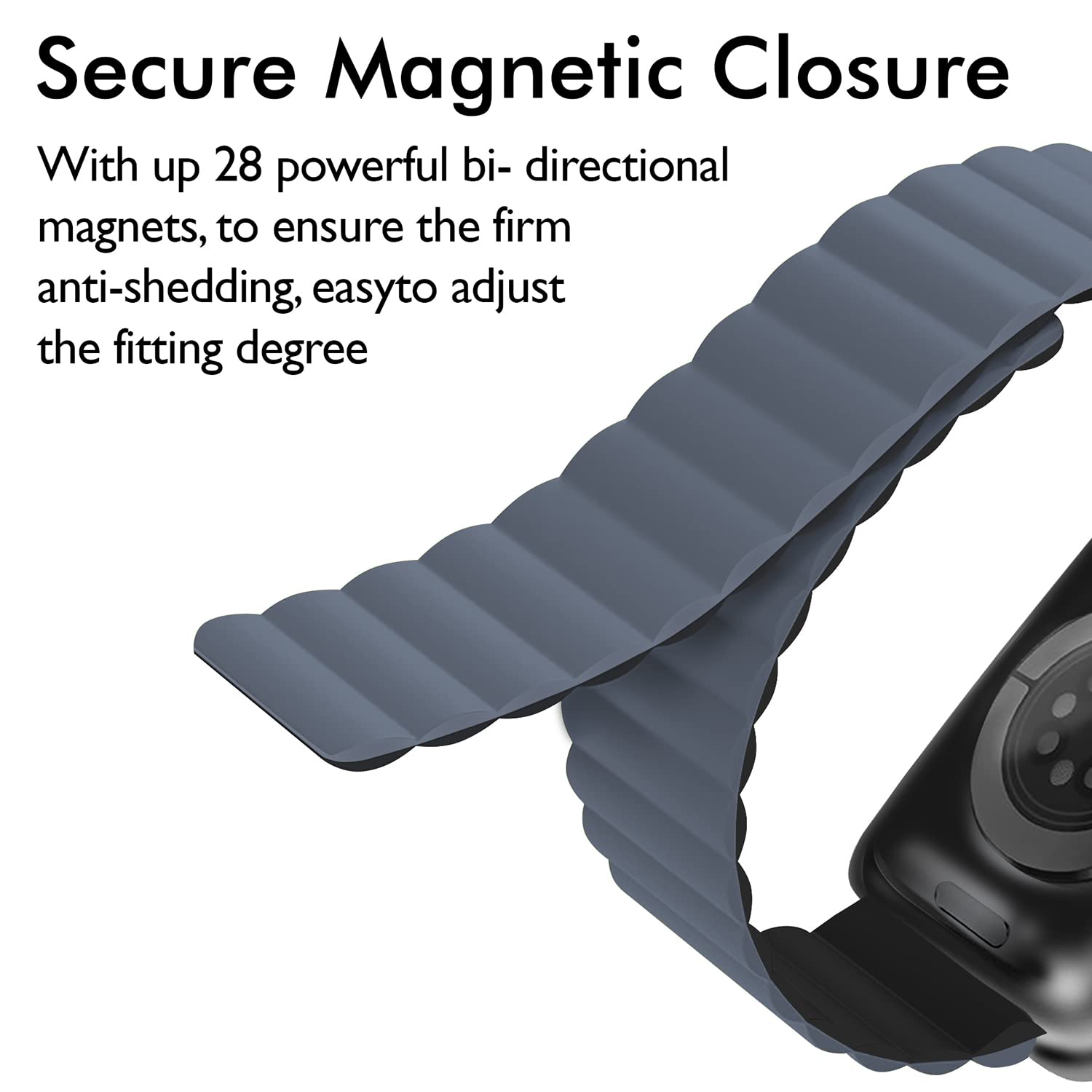 GRIPP Reverser Silicone Magnetic Strap for Apple Watch Series SE, 1, 2, 3, 4, 5, 6, 7, 8, 9 & 10 (40mm / 41mm / 42mm) (Perfect Fit, Grey & Black)_7