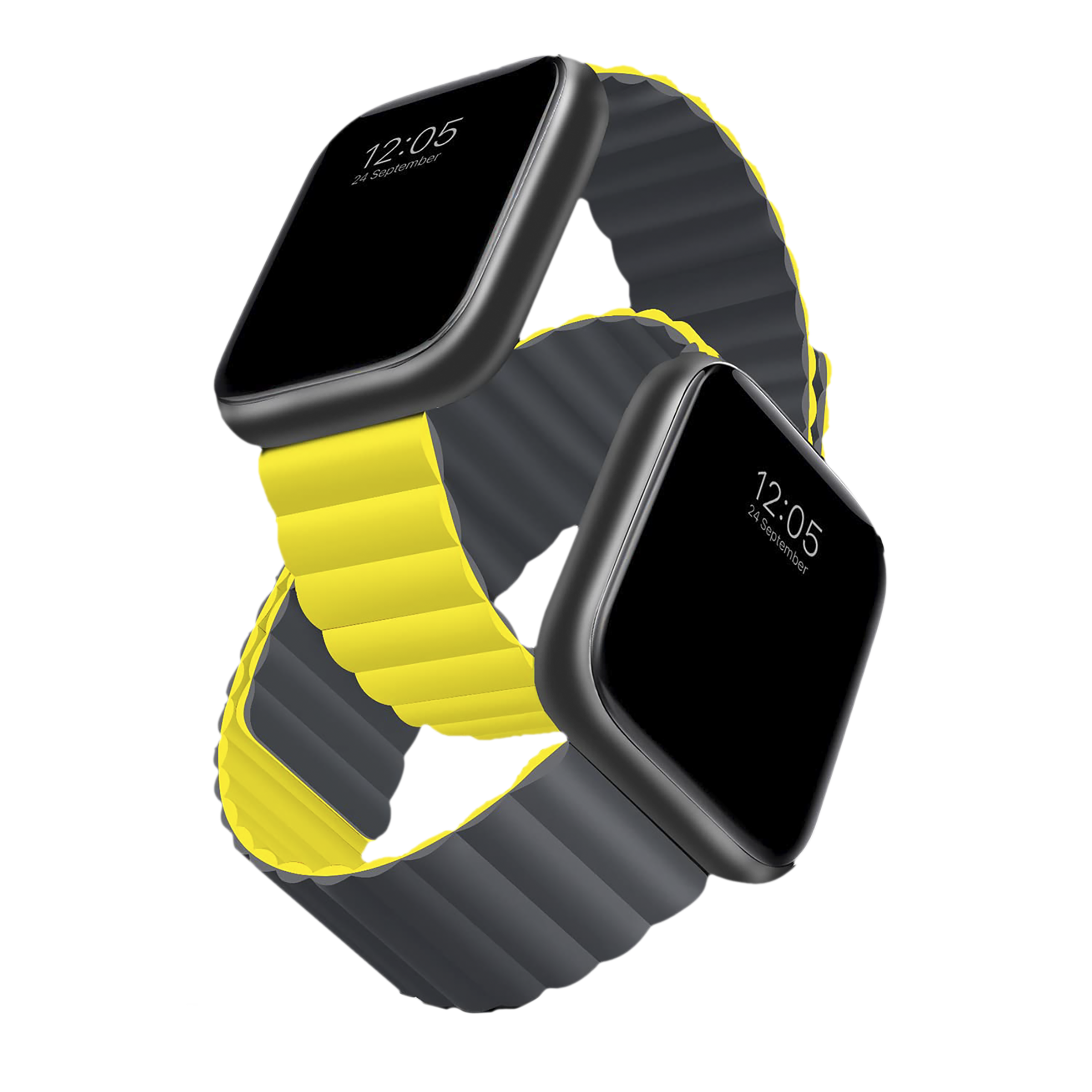 GRIPP Reverser Silicone Magnetic Strap for Apple Watch Series SE, 1, 2, 3, 4, 5, 6, 7, 8, 9 & 10 (40mm / 41mm / 42mm) (Perfect Fit, Grey & Yellow)_4