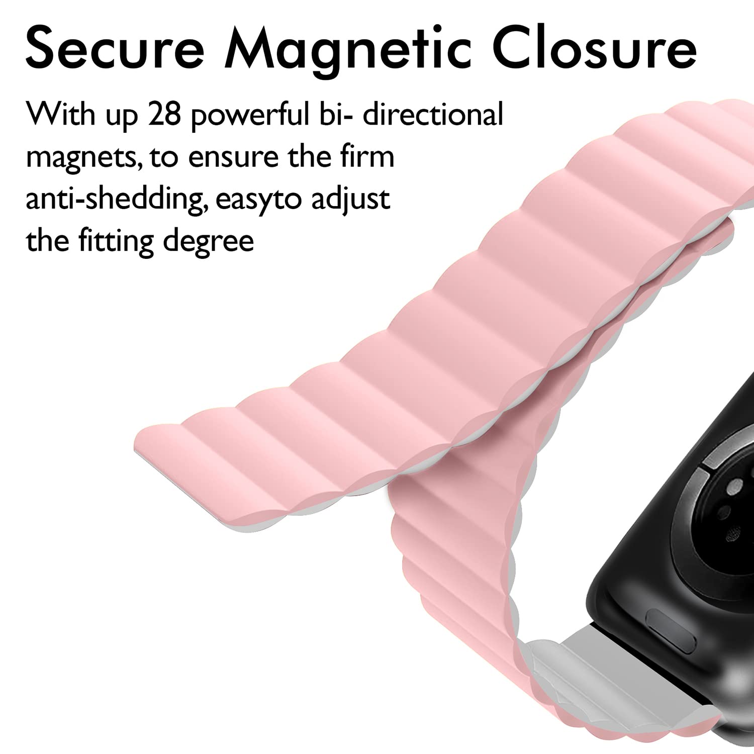 Gripp Reverser Silicone & Nylon Magnetic Strap for Apple Watch Series 3, 4, 5, 6 & 7 (40mm, 41mm) (Perfect Fit, Pink/White)_8