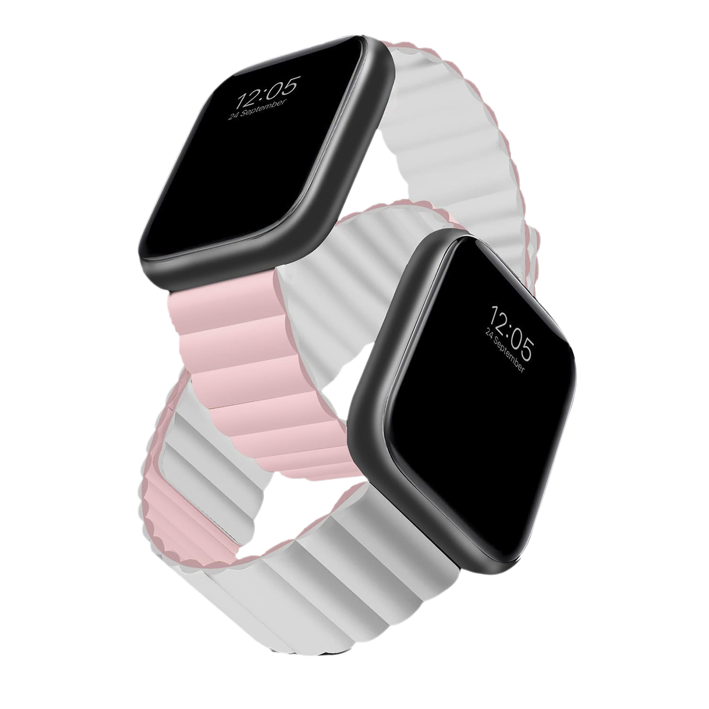 Gripp Reverser Silicone & Nylon Magnetic Strap for Apple Watch Series 3, 4, 5, 6 & 7 (40mm, 41mm) (Perfect Fit, Pink/White)_4