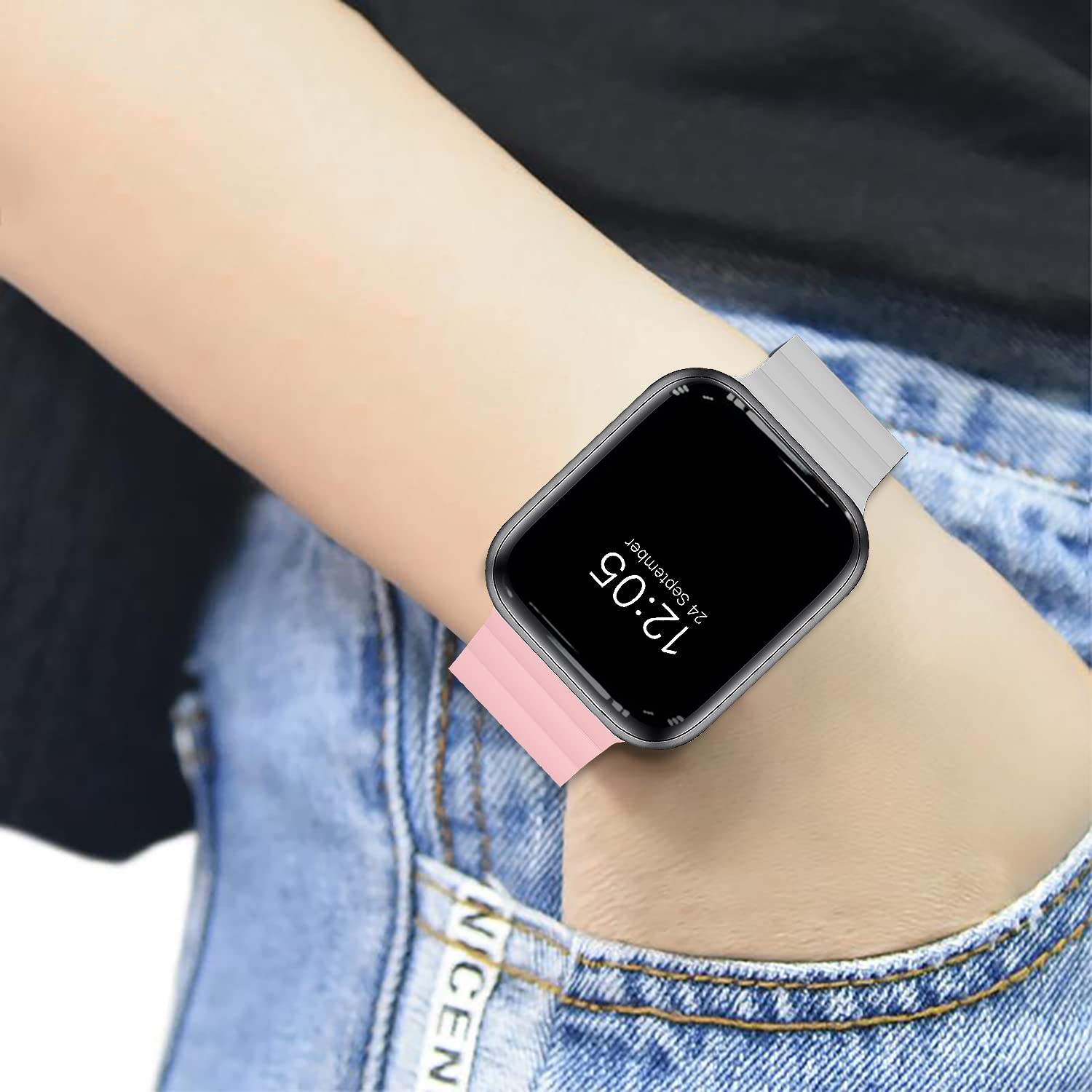 Gripp Reverser Silicone & Nylon Magnetic Strap for Apple Watch Series 3, 4, 5, 6 & 7 (40mm, 41mm) (Perfect Fit, Pink/White)_5