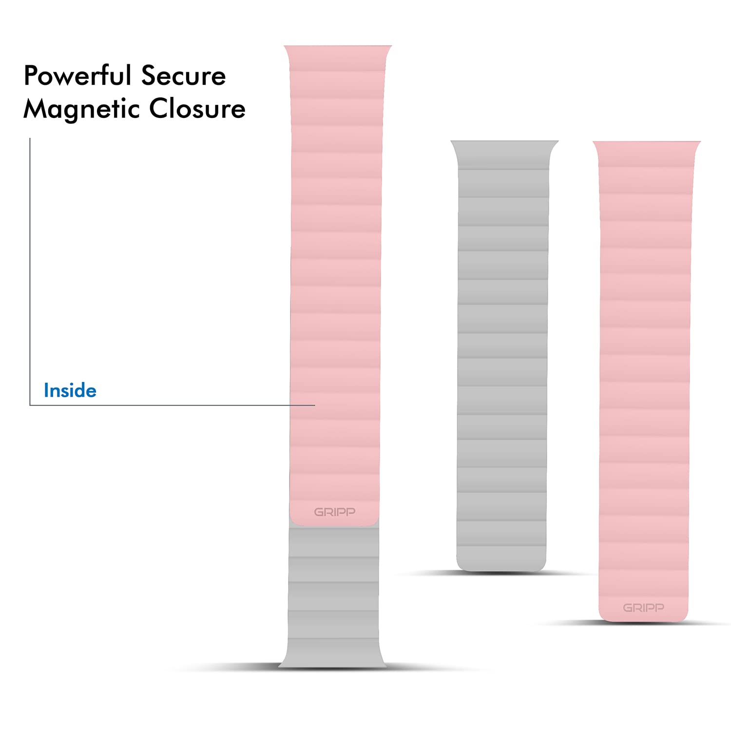 Gripp Reverser Silicone & Nylon Magnetic Strap for Apple Watch Series 3, 4, 5, 6 & 7 (40mm, 41mm) (Perfect Fit, Pink/White)_6