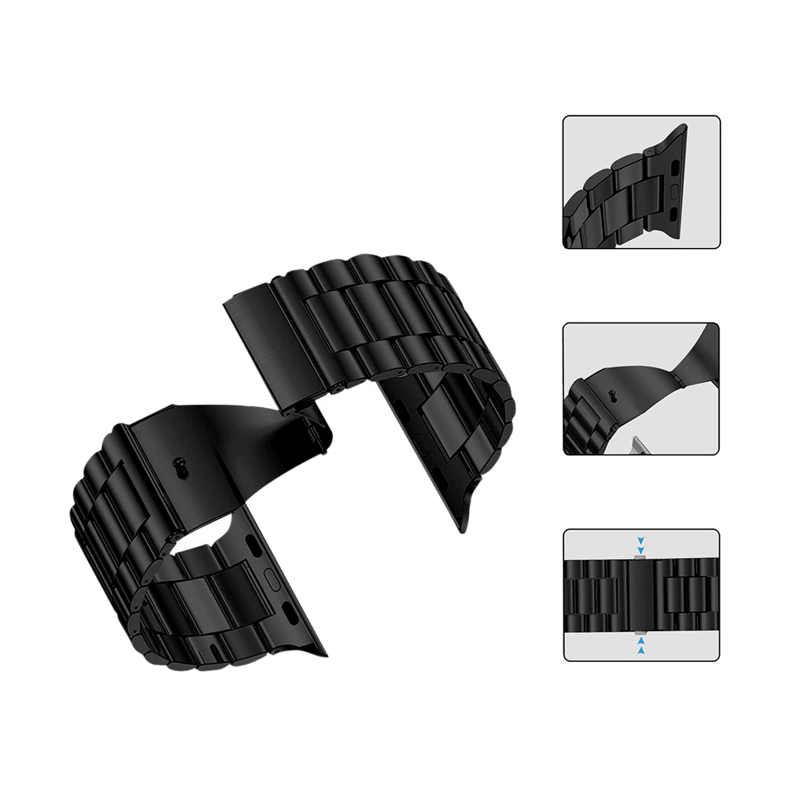 GRIPP Malleable Stainless Steel & Silicone Strap for Apple Watch Series Ultra, Ultra 2, SE, 4, 5, 6, 7, 8, 9, 10 (44mm / 45mm / 46mm / 49mm) (Safe & Secure, Black)_8