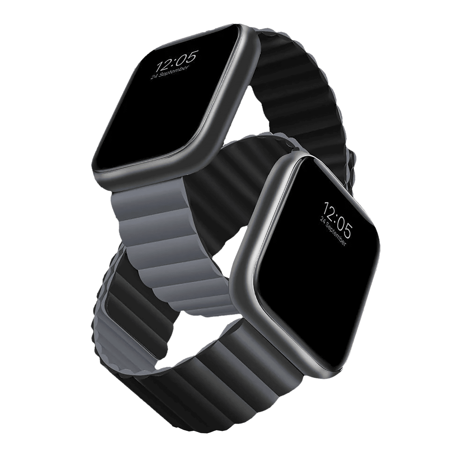 GRIPP Reverser Silicone Magnetic Strap for Apple Watch Ultra 2, Ultra, Watch Series SE, 4, 5, 6, 7, 8, 9 & 10 (44mm / 45mm / 46mm / 49mm) (Perfect Fit, Grey & Black)_7