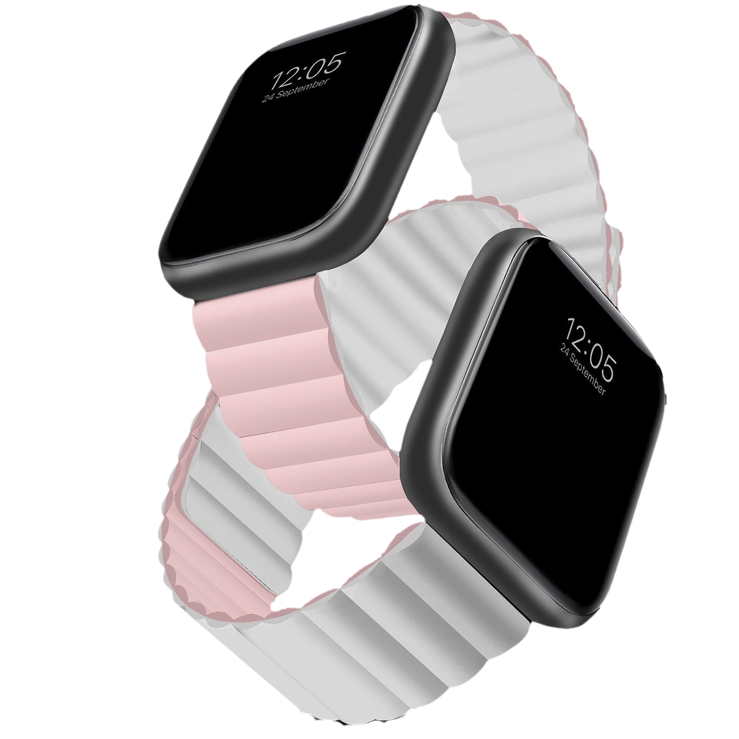 GRIPP Reverser Silicone Magnetic Strap for Apple Watch Ultra 2, Ultra, Watch Series SE, 4, 5, 6, 7, 8, 9 & 10 (44mm / 45mm / 46mm / 49mm) (Perfect Fit, Pink & White)_5