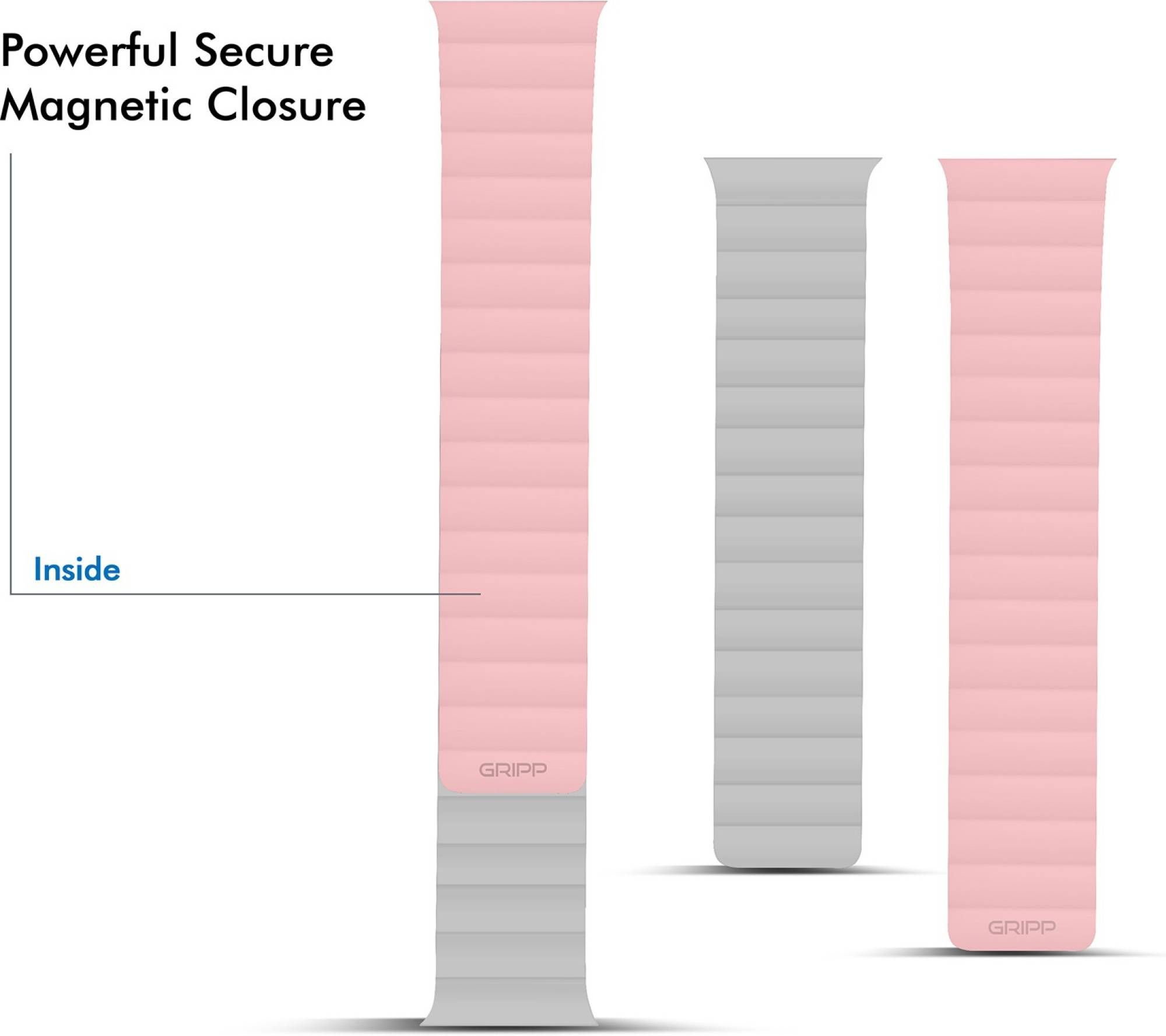 GRIPP Reverser Silicone Magnetic Strap for Apple Watch Ultra 2, Ultra, Watch Series SE, 4, 5, 6, 7, 8, 9 & 10 (44mm / 45mm / 46mm / 49mm) (Perfect Fit, Pink & White)_6