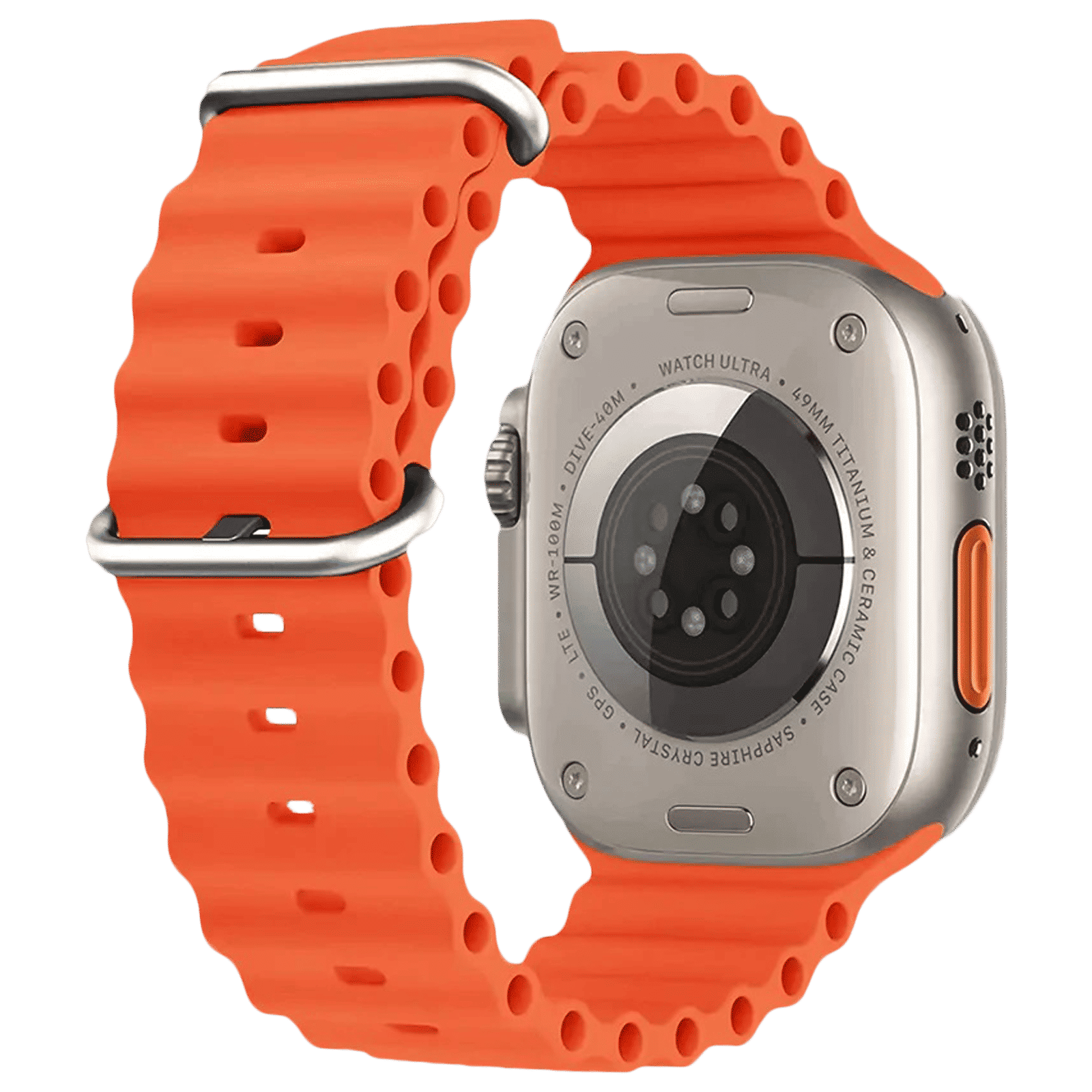 Gripp Solo Silicon & Elastomer Strap for Apple Watch Series 8, 7, 6, 5, 4, 3, 2, 1 & SE (45mm / 49mm) (Lightweight & Durable, Orange)_5