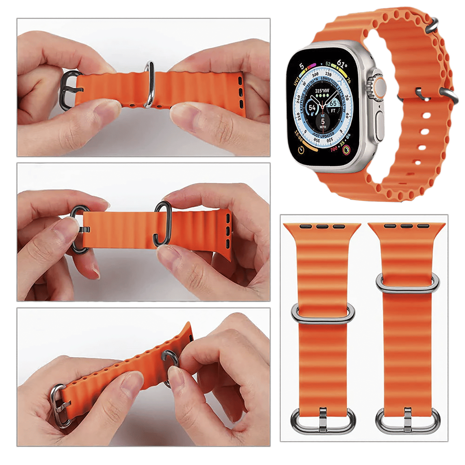 Gripp Solo Silicon & Elastomer Strap for Apple Watch Series 8, 7, 6, 5, 4, 3, 2, 1 & SE (45mm / 49mm) (Lightweight & Durable, Orange)_7