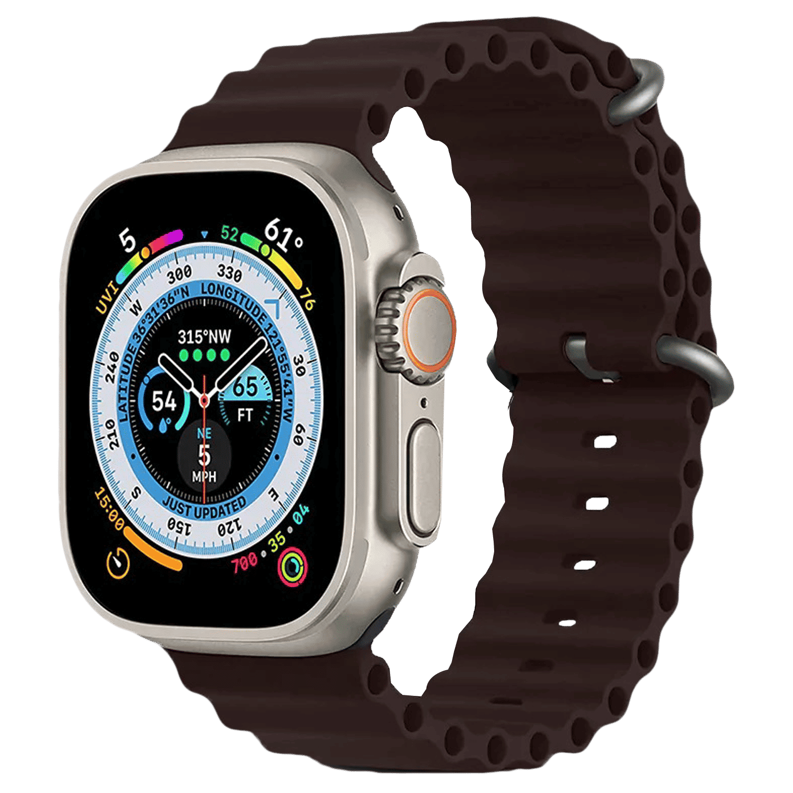 Gripp Solo Silicon & Elastomer Strap for Apple Watch Series 8, 7, 6, 5, 4, 3, 2, 1 & SE (45mm / 49mm) (Lightweight & Durable, Brown)_3