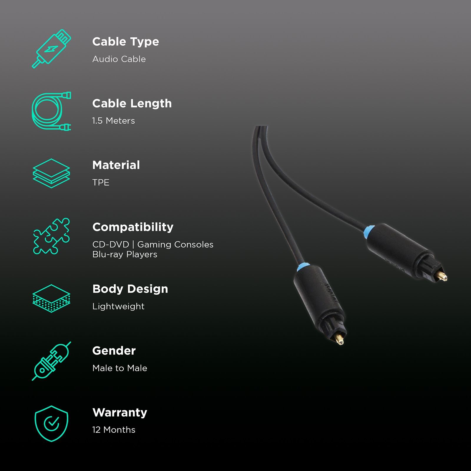 ultraprolink 1.5 meter Digital Optical Toslink Cable (PB111-0150, Black)_2