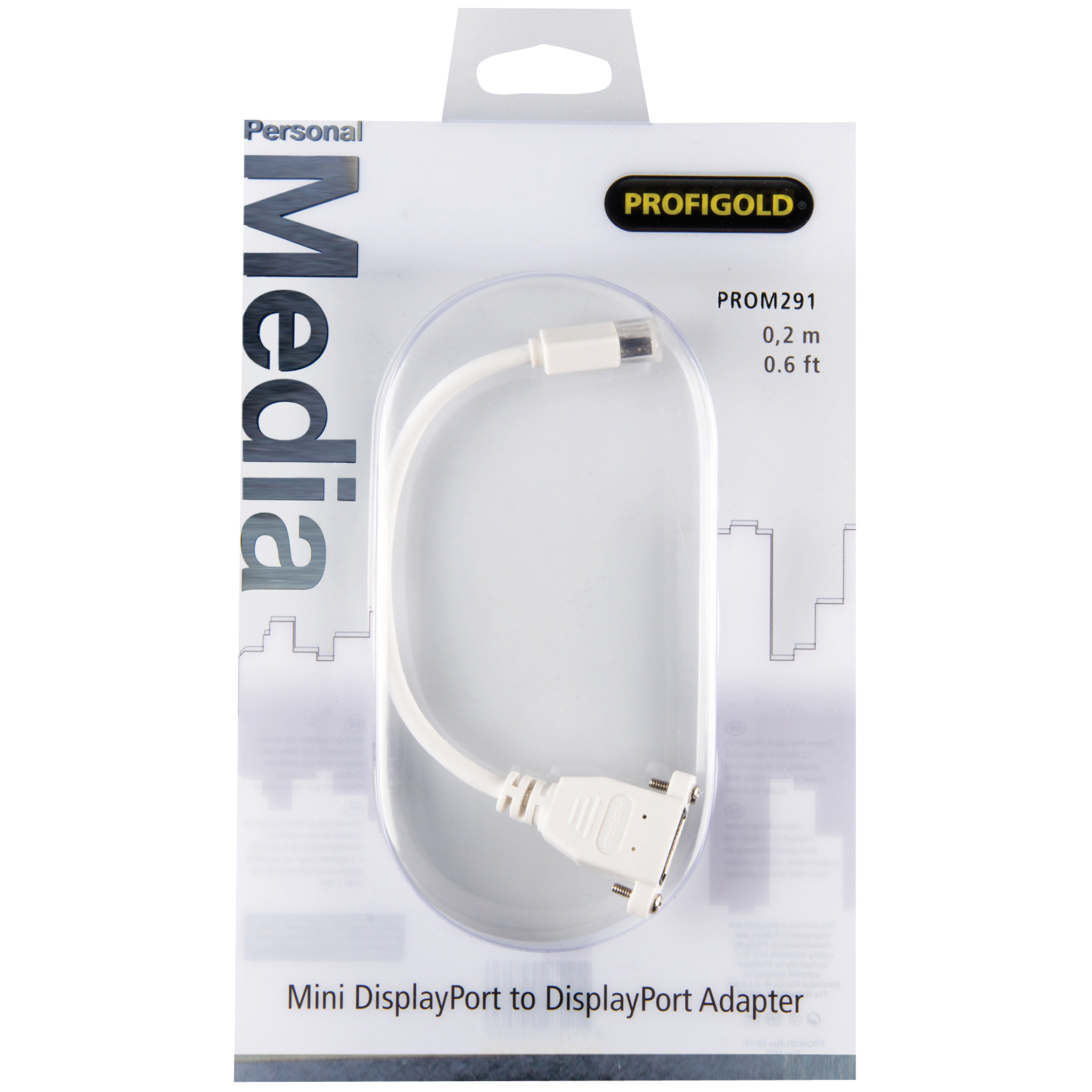 PROFIGOLD Mini DisplayPort to Display Port 0.65 Feet (0.15M) Cable (Oxygen Free Copper, White)_4