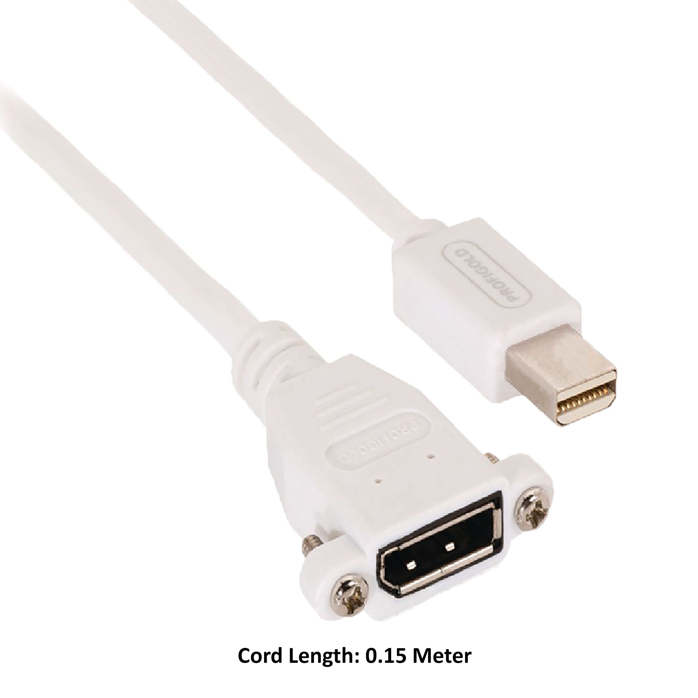 PROFIGOLD Mini DisplayPort to Display Port 0.65 Feet (0.15M) Cable (Oxygen Free Copper, White)_5