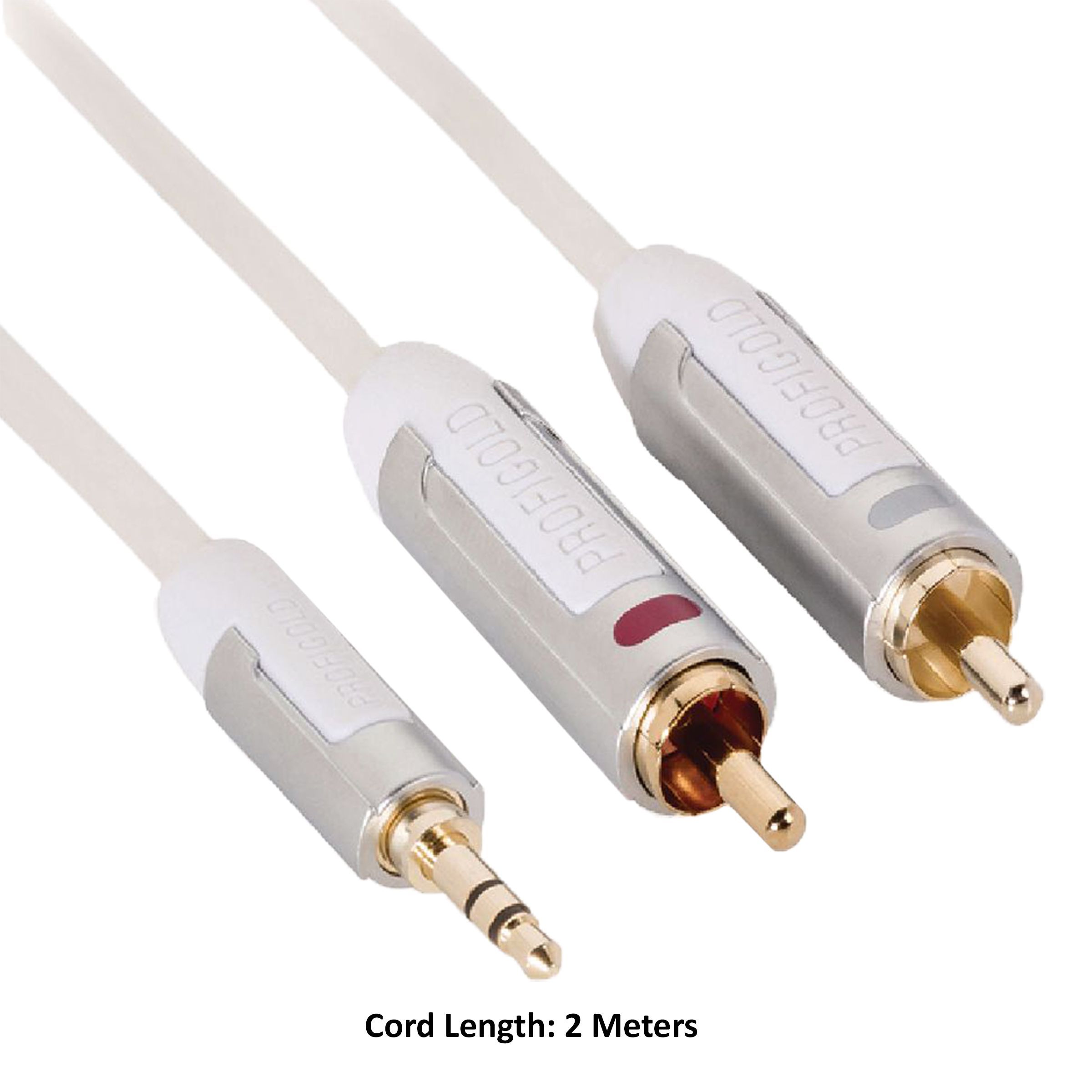 PROFIGOLD PROM3402 PVC 2 Meter 3.5mm Stereo to RCA Audio Cable (Oxygen Free Copper , White)_5