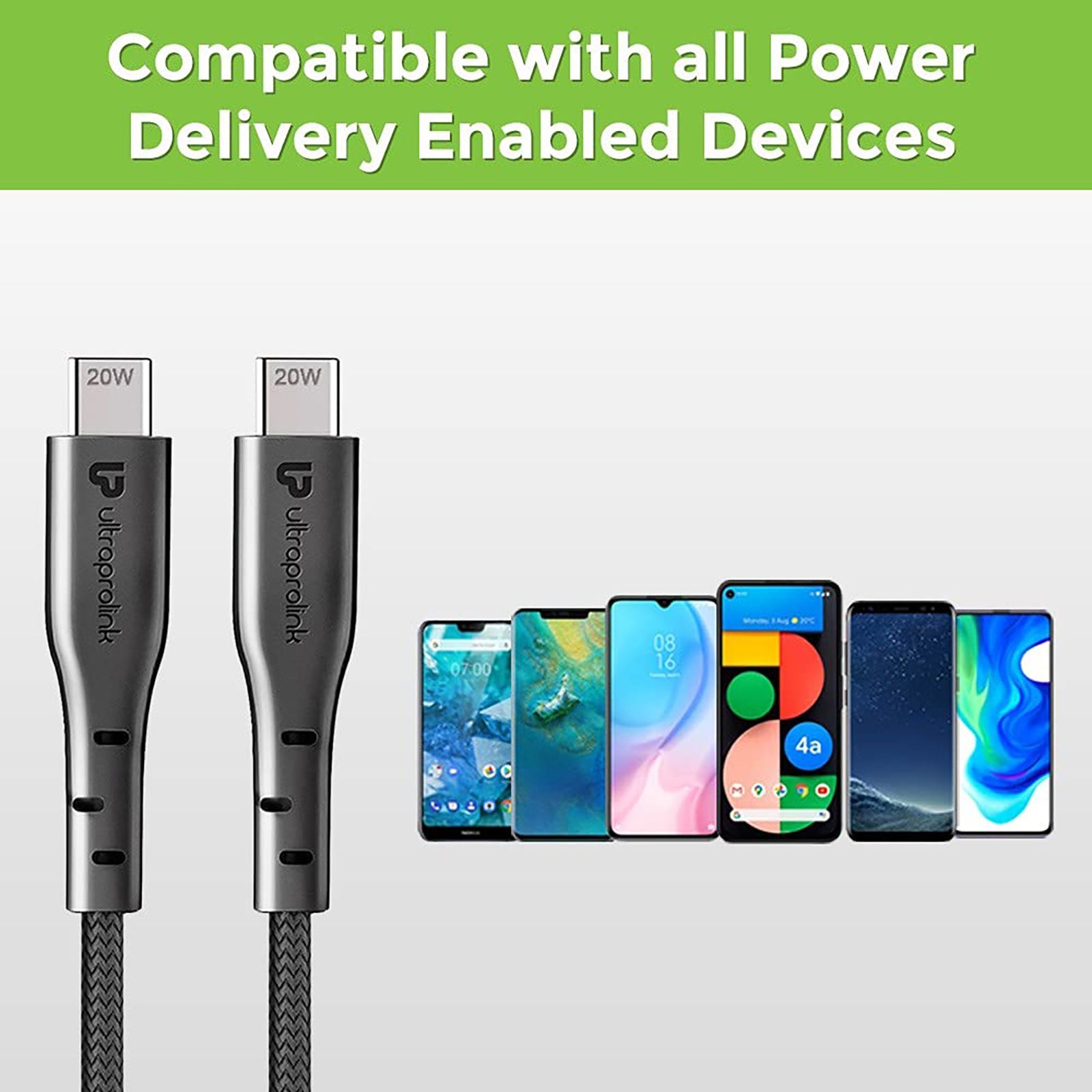 ultraprolink VoLo PD20 Type C to Type C 3.2 Feet (1M) Cable (480 Mbps High Speed Data Transfer, Black)_5