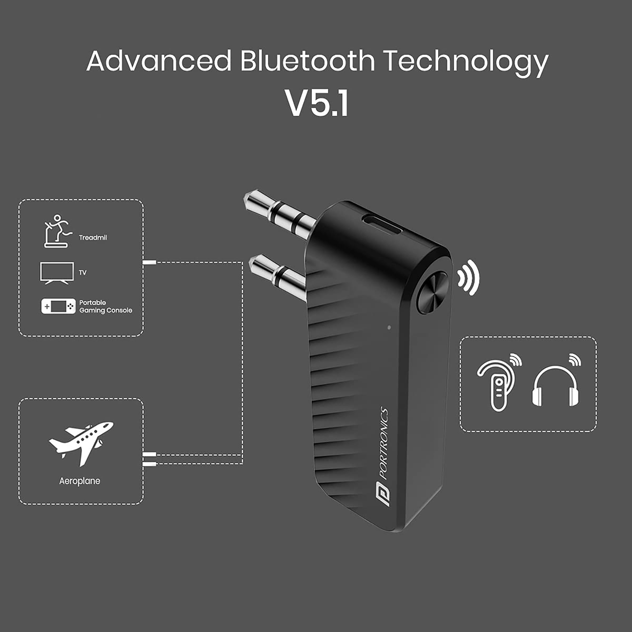 PORTRONICS Auto 16 Digital Audio Connector (Bluetooth 5.1, POR-1316, Black) PORTRONICS Auto 16 Digital Audio Connector (Bluetooth 5.1, POR-1316, Black)_5