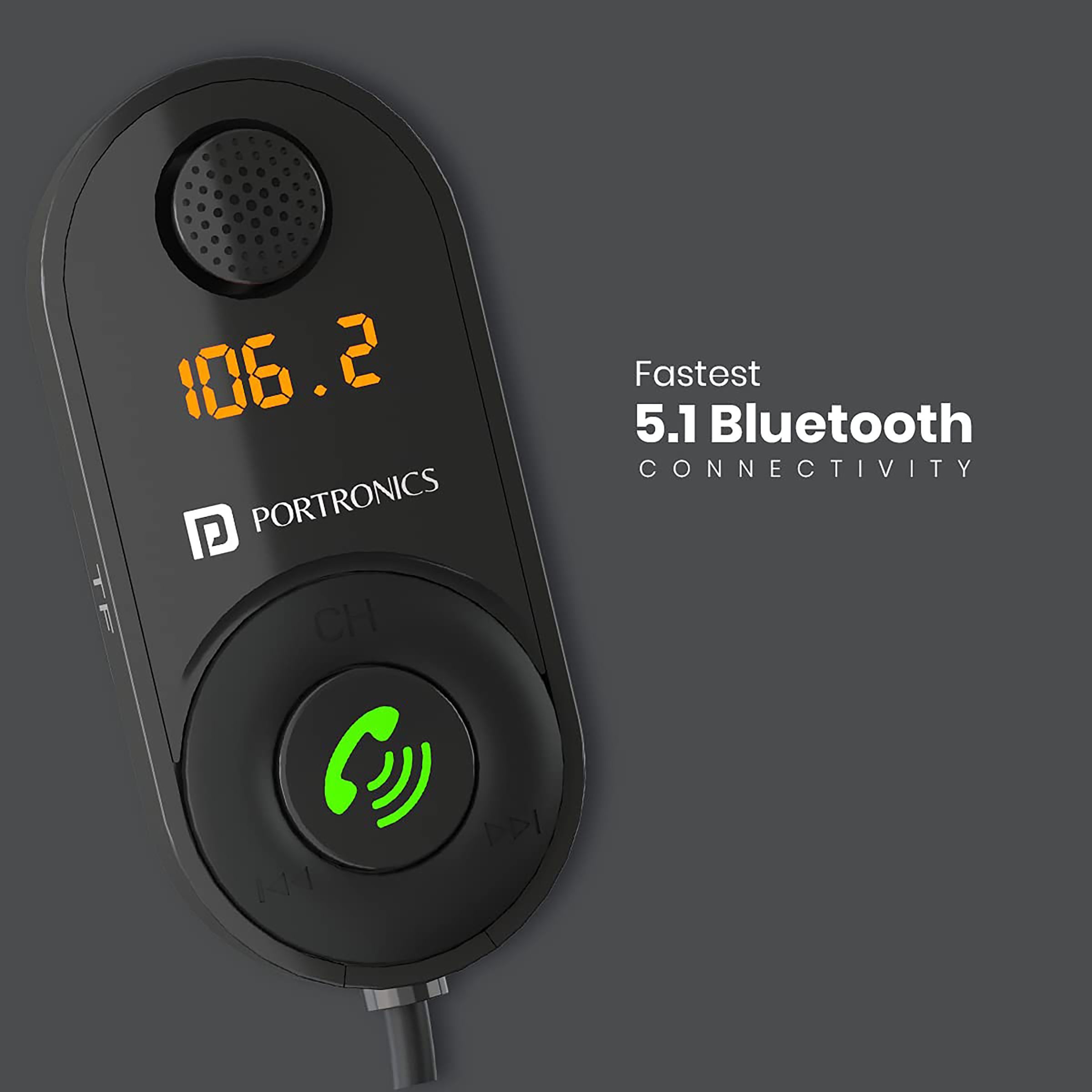 PORTRONICS POR 1317 Audio Connector (Google Assistant and Siri Supported, Auto 17, Black)_6