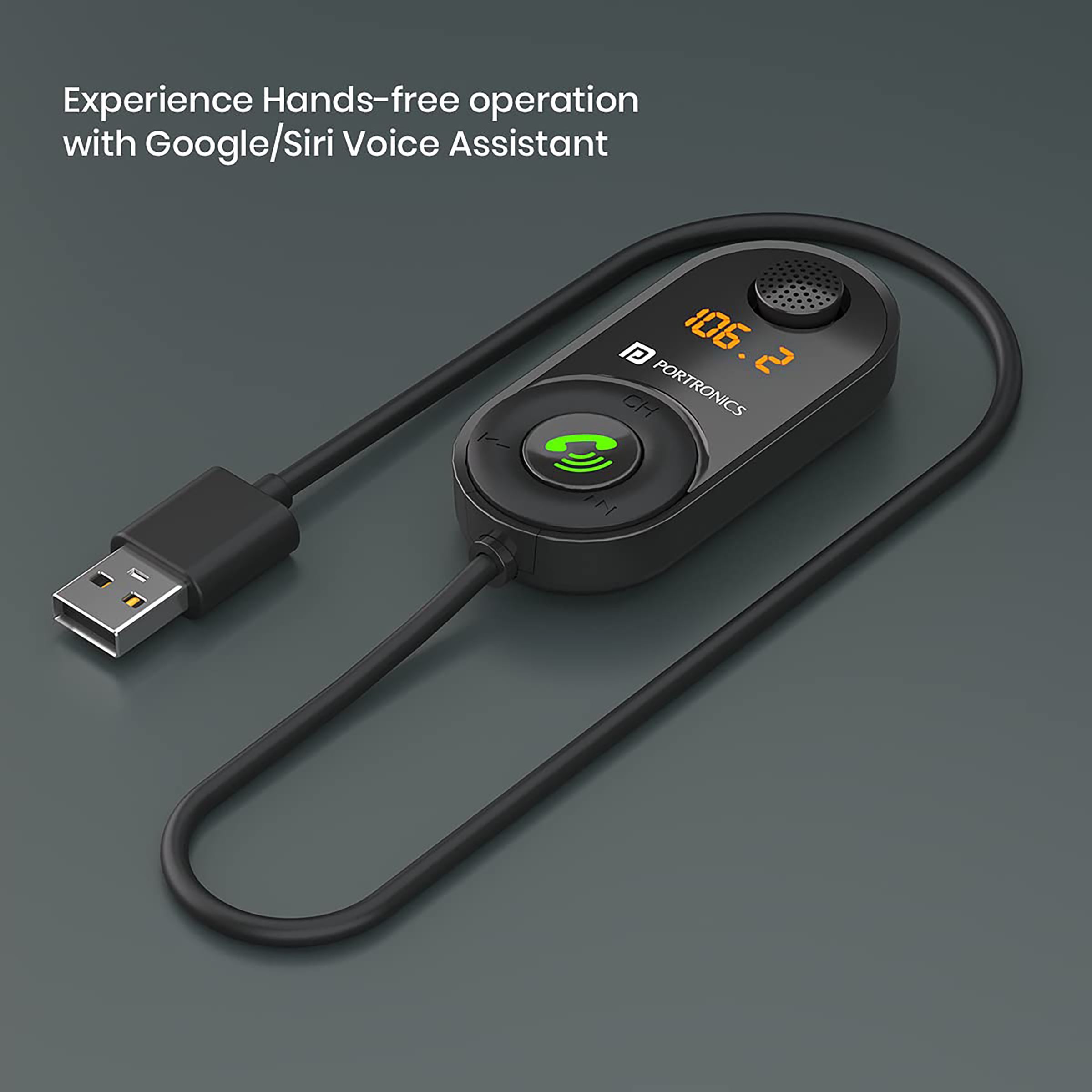 PORTRONICS POR 1317 Audio Connector (Google Assistant and Siri Supported, Auto 17, Black)_7