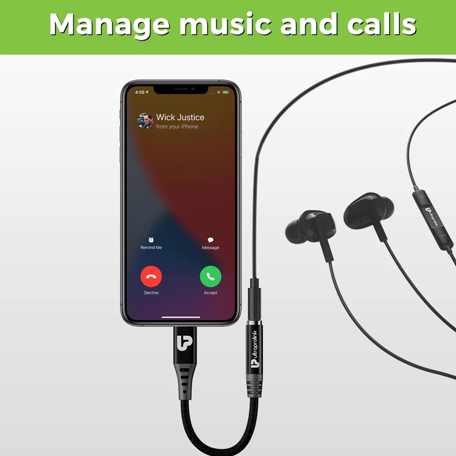 ultraprolink Audio Link Lightning to 3.5mm Aux 0.39 Feet (0.12M) Adapter (High Definition Sound, Black)_5