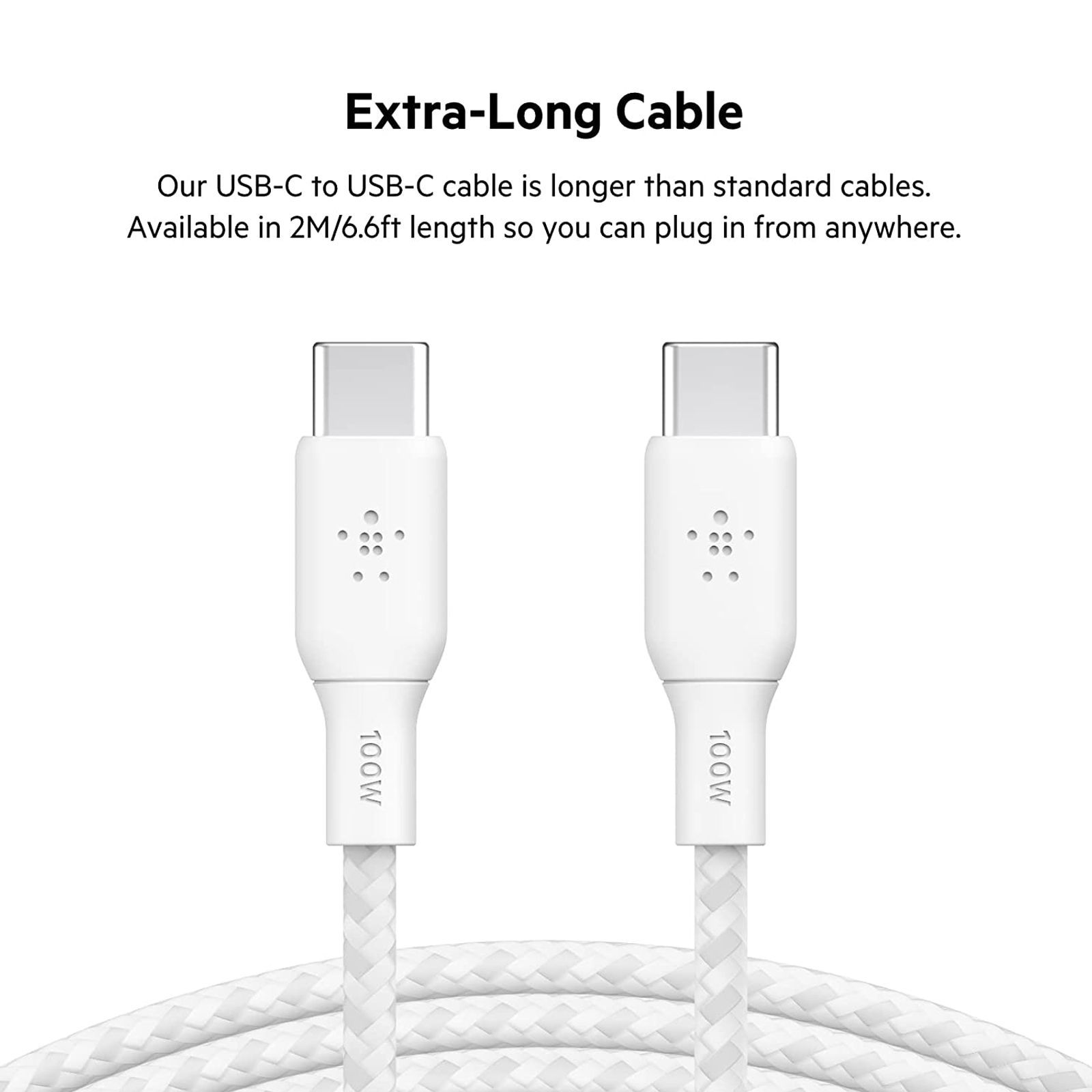 belkin Boost Charge Type C to Type C 6.6 Feet (2M) USB Cable (Fast Charging, White)_7